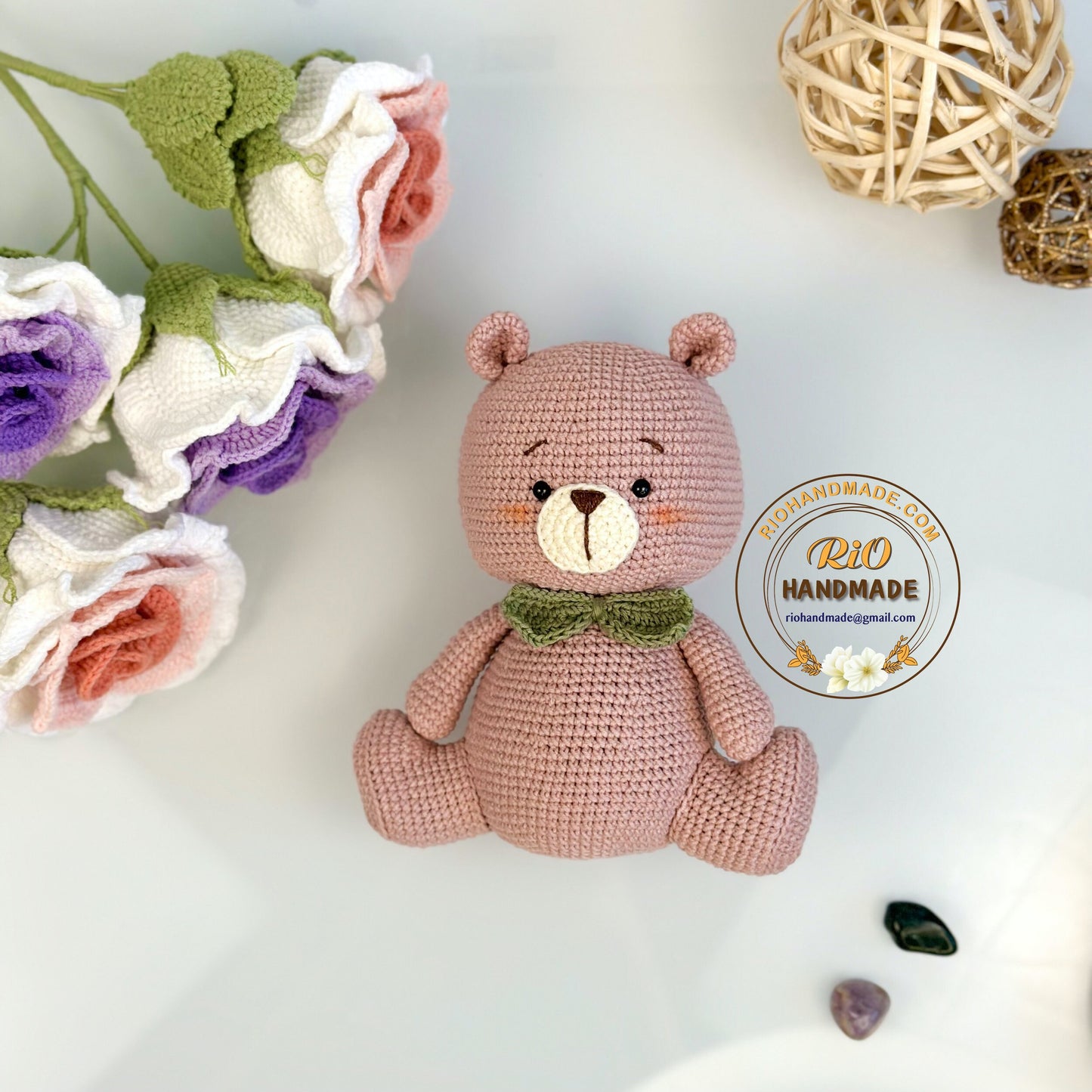 Ready To Ship, Rio Handmade Bear Crochet, Cute Bear Plushie Crochet, Amigurumi Chubby Bear, Toy For Baby, Toddler, Kid, Adult Hobby