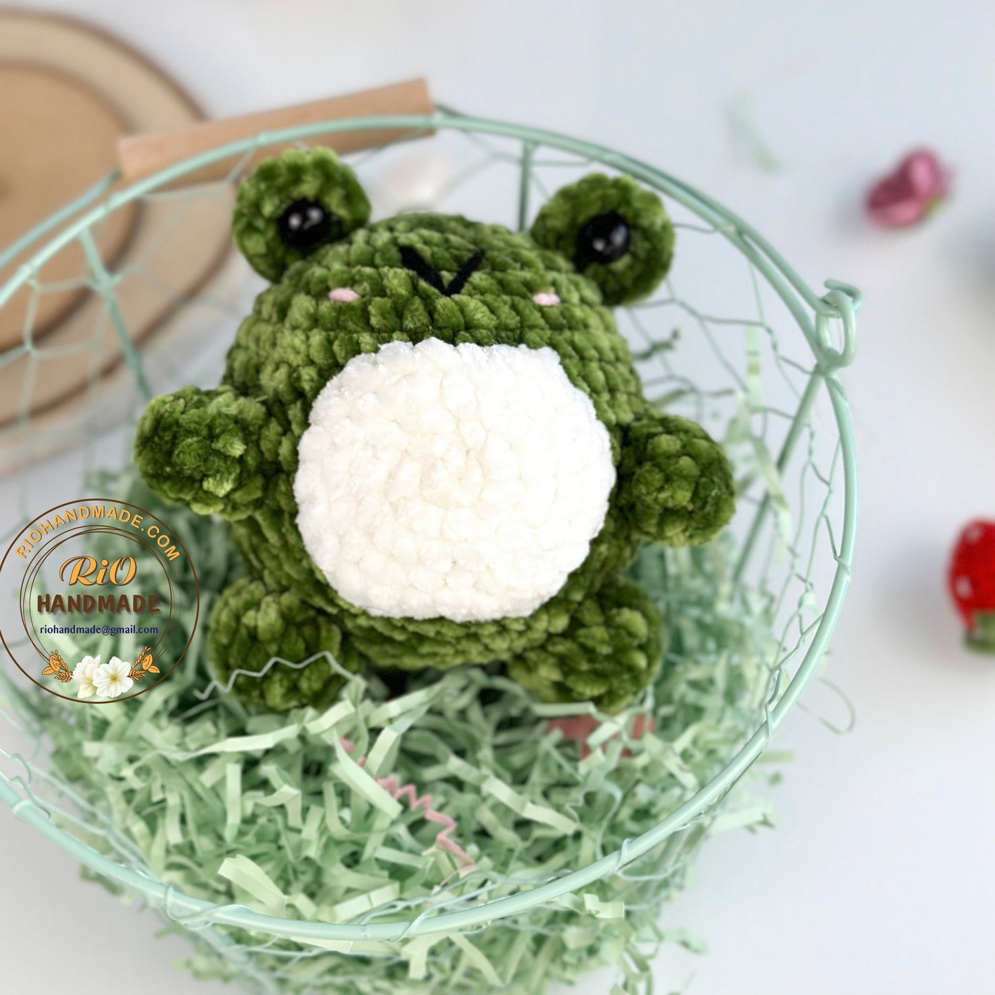 Ready To Ship, Rio Handmade Velvet Frog, Cute Frog Plushie Crochet, Amigurumi Frog, Soft Toy For Kid
