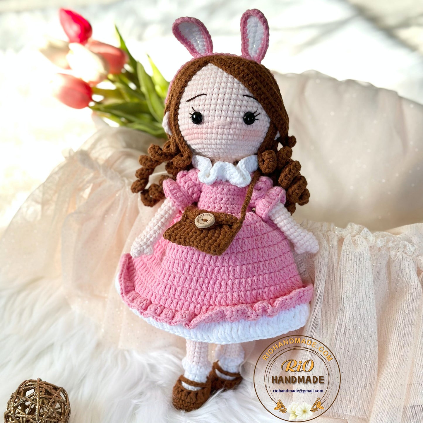 Handmade yarn cotton doll crochet, amigurumi doll, cute gift, soft toy for toddler, kid, adult hobby