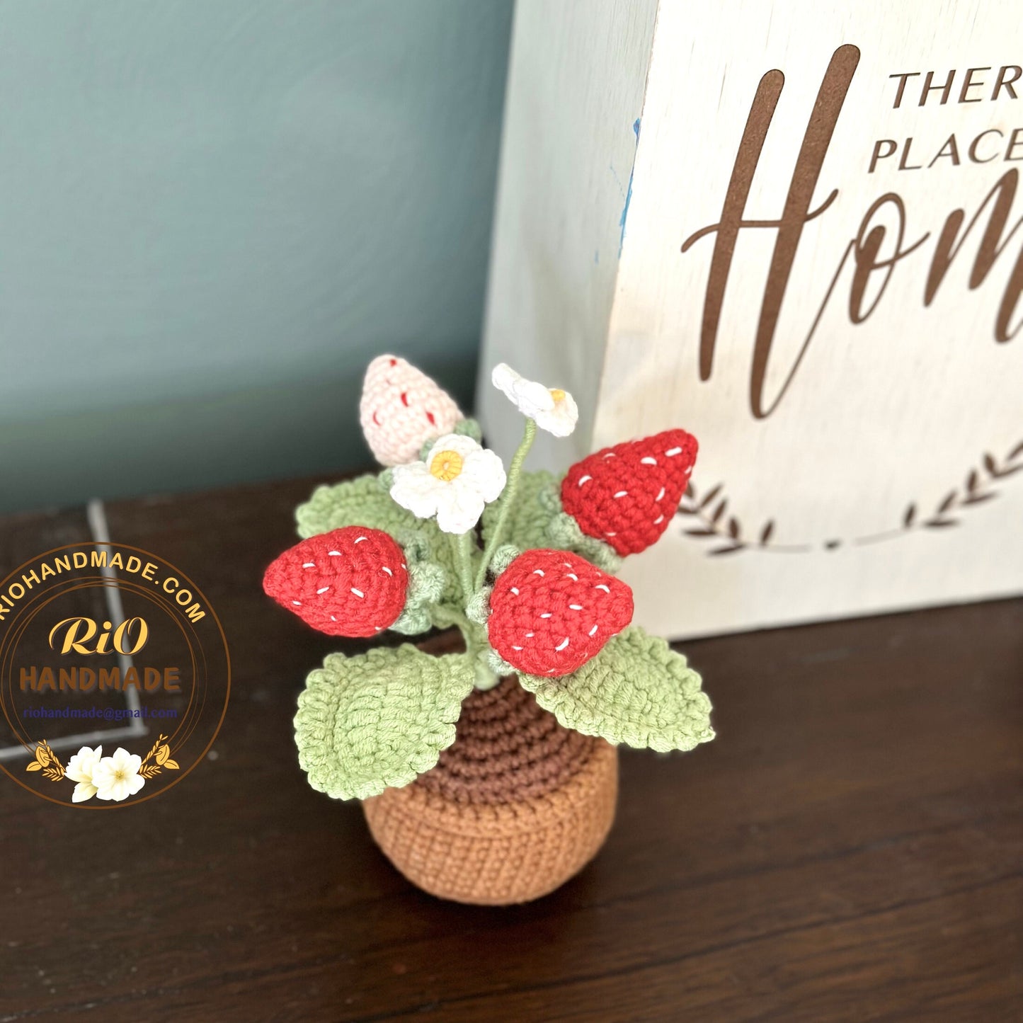 Ready To Ship, Rio Handmade Strawberry Gift, Crochet Strawberry, Amigurumi Strawberry, Strawberry Decor, Potted Strawberry,Gift For Mom
