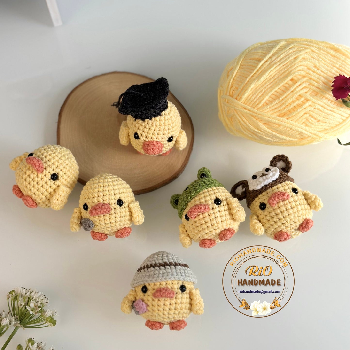 Ready To Ship, Rio Handmade duck with knife meme crochet keychain, car rear view mirror hanging, ducky meme, duck with frog hat, cute gift,