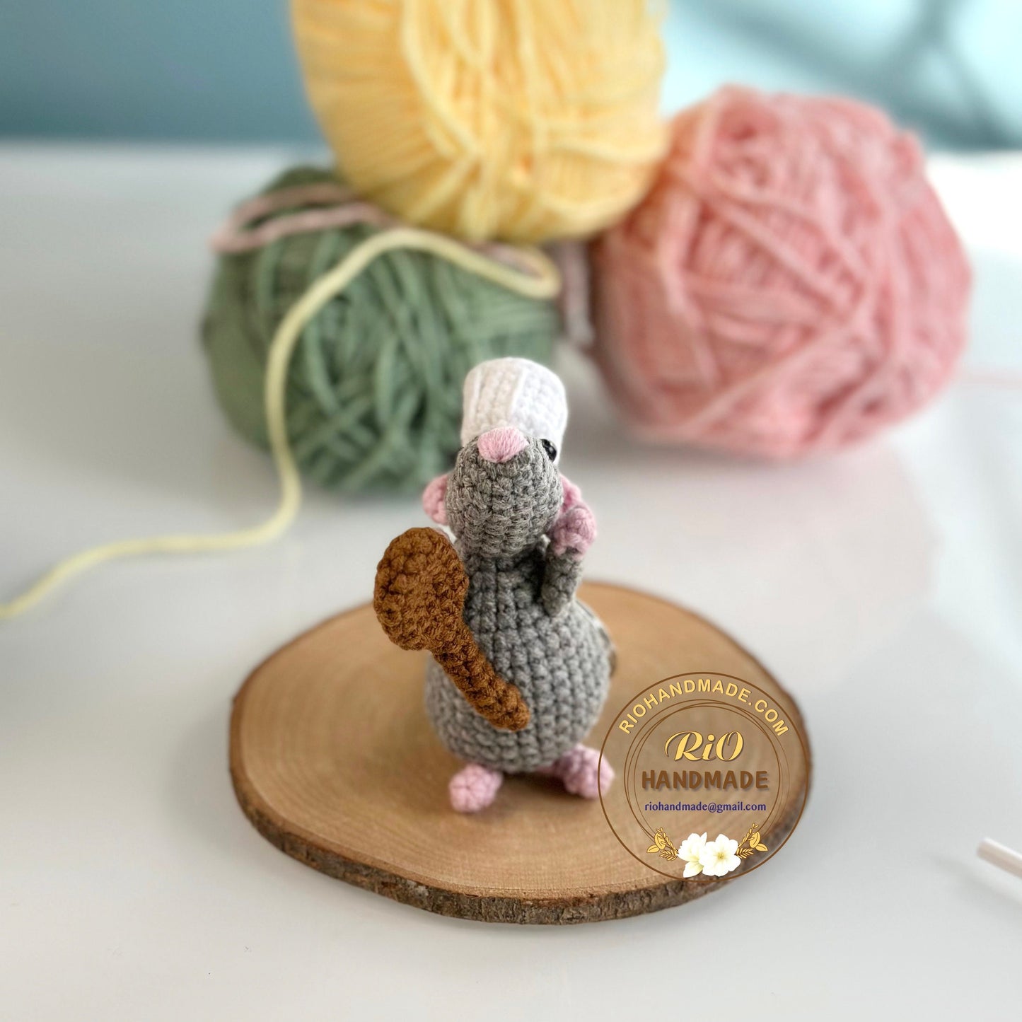 Handmade Rat, Crochet Chef Rat, Amigurumi Rat, Crochet Rat Keychain, Crochet Car Rear View Mirror Hanging, Cute Gift.
