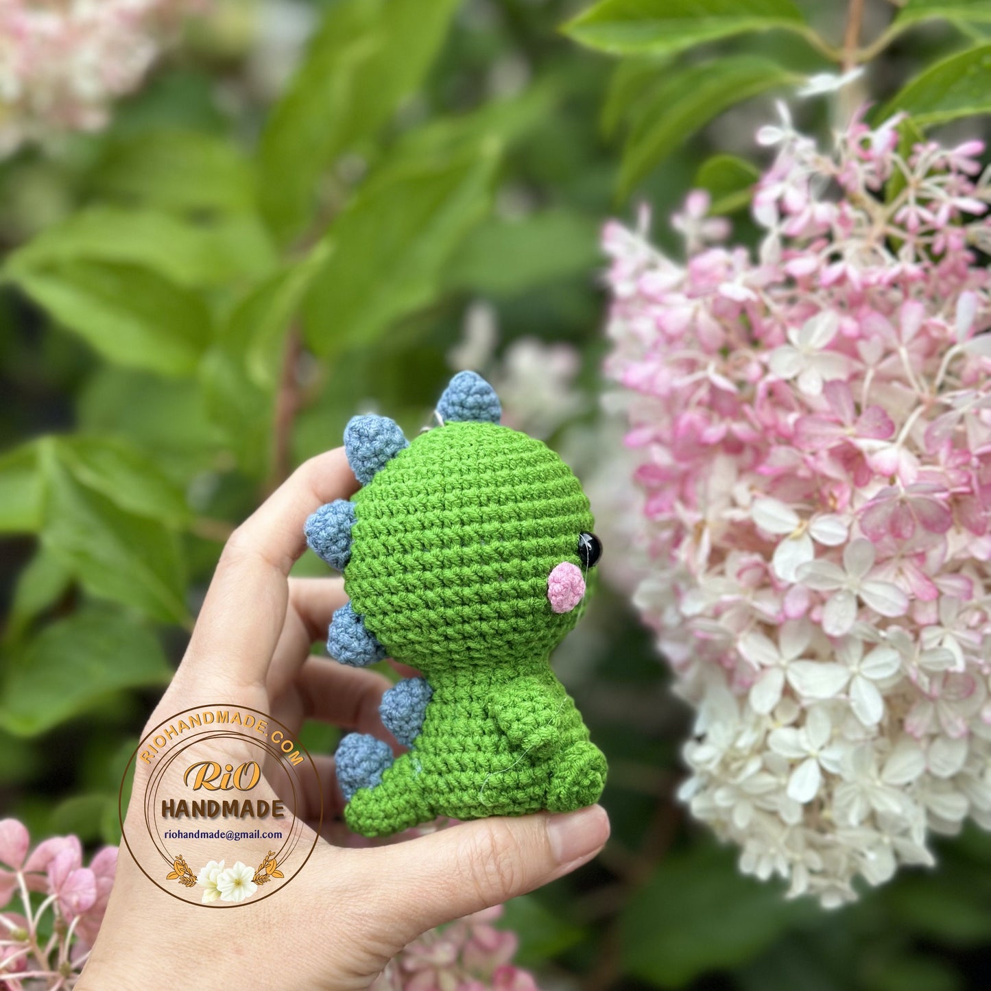 Handmade Dinosaur Crochet, Dinosaur Keychain, Pom Bag Charm, Amigurumi Dinosaur, Cute Gift.
