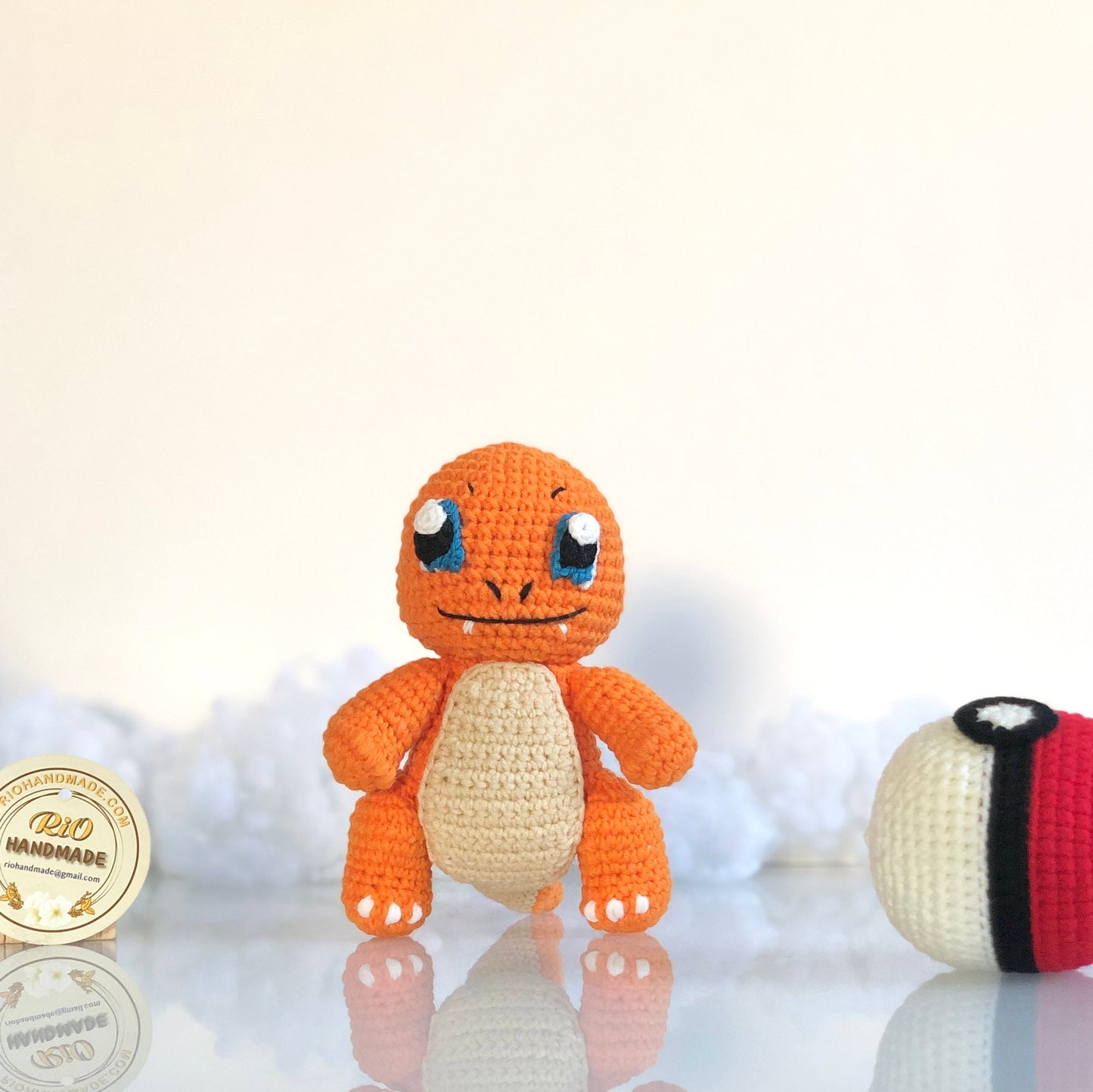 Handmade yarn cotton Charmander inspired crochet, amigurumi, toy for kid, toddler, kid, adult hobby,
