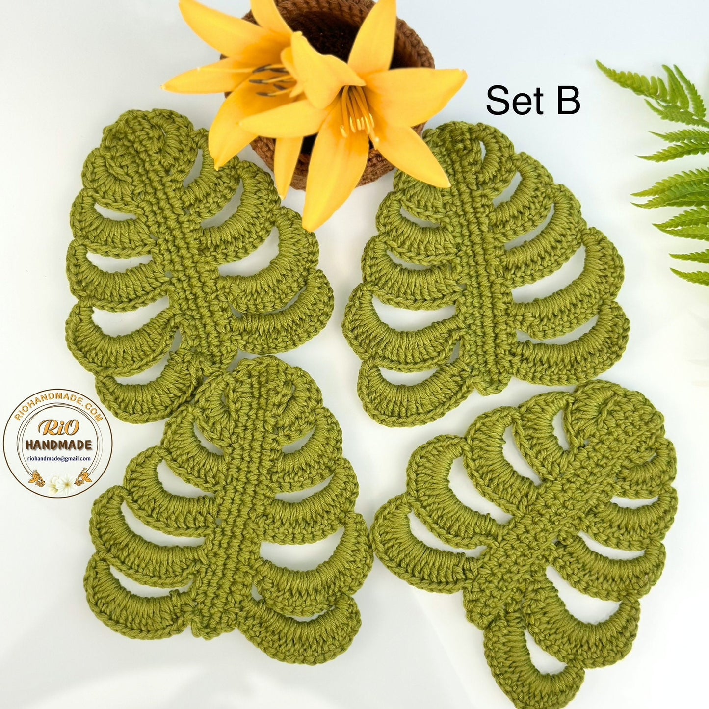 Crochet Monstera Leaf Coaster, Monstera Leaf Coaster Set, Housewarming Gift, Home Decor, Gift For Mom, Gift For Teacher,TikTok Viral