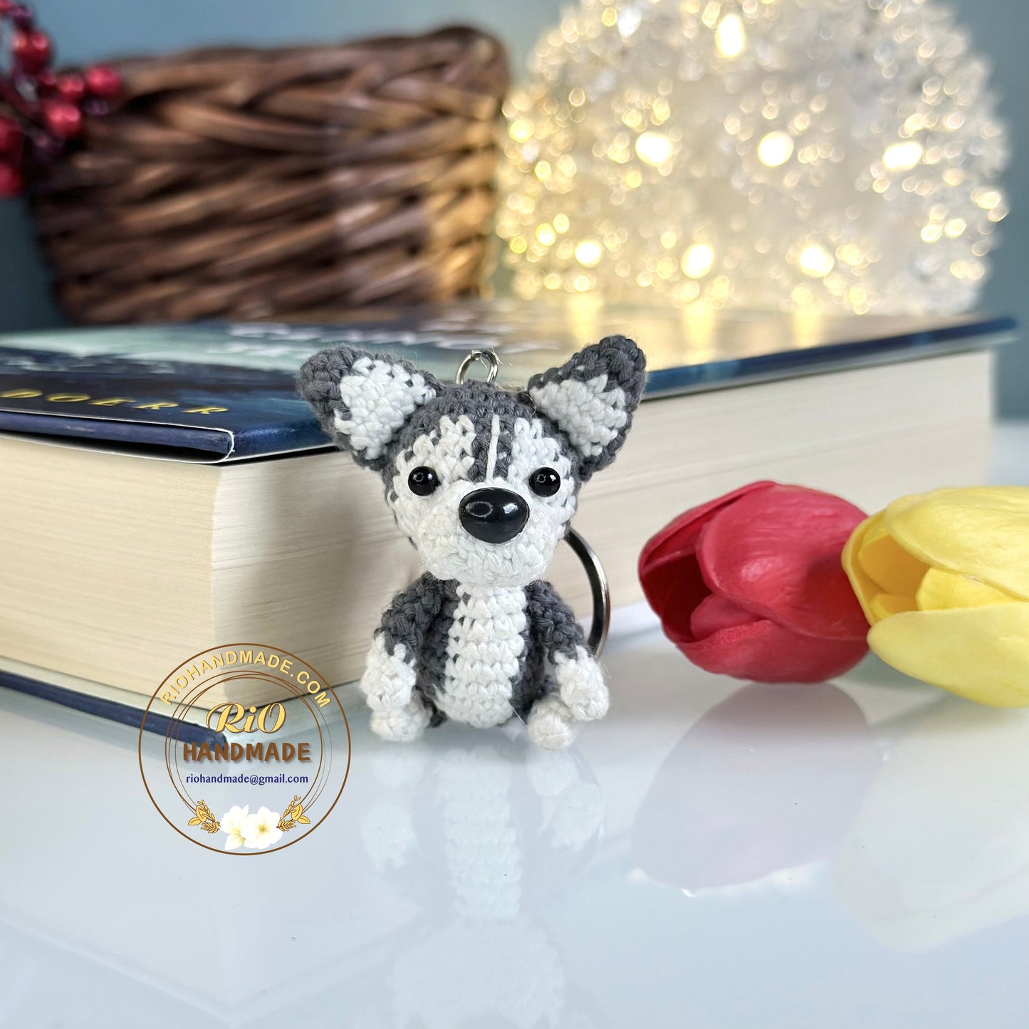 Rio Handmade yarn Husky crochet, Amigurumi mini Husky, Cute Husky, Cute Dog, Home Decor, Crochet Keychain, Adult Hobby