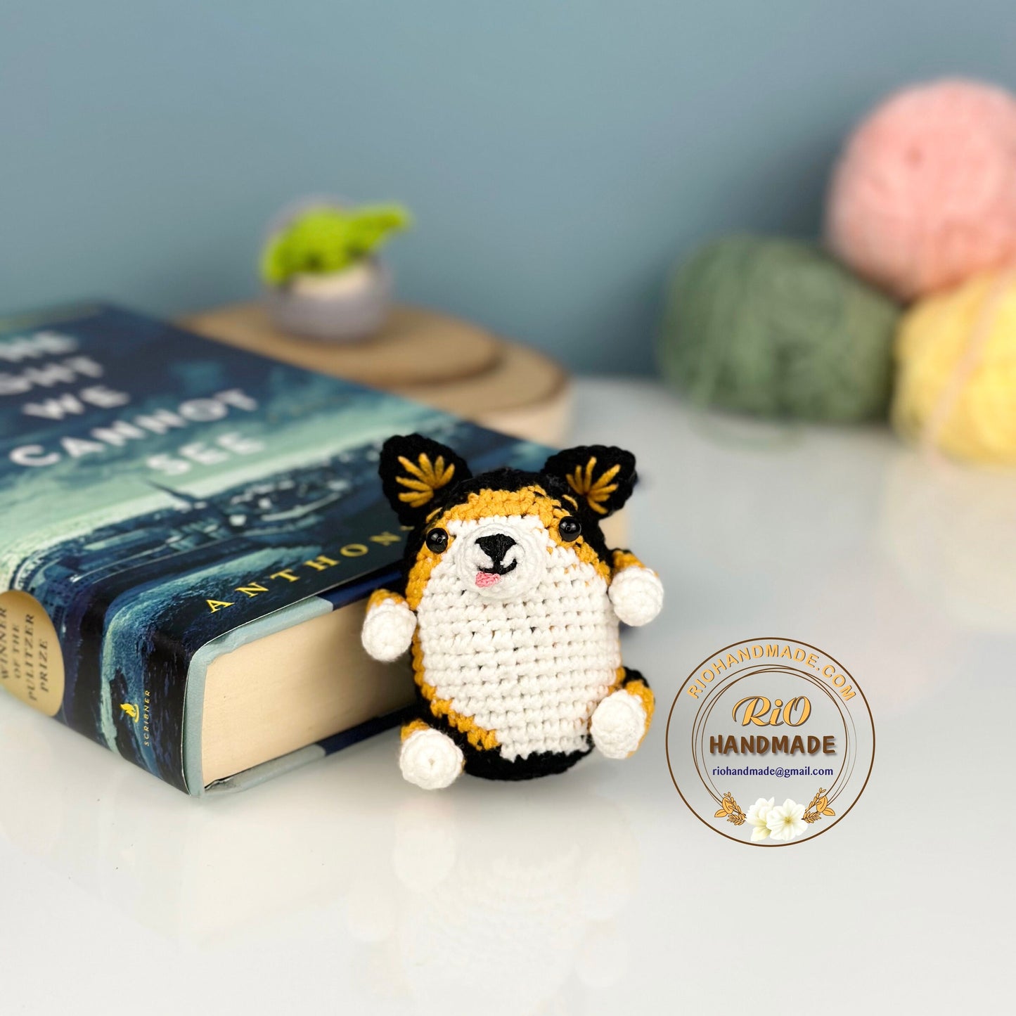 Rio Handmade yarn cotton corgi crochet, amigurumi corgi, cute dog, cute dog keychain, home decor, Cute car mirror hanging, adult hobby