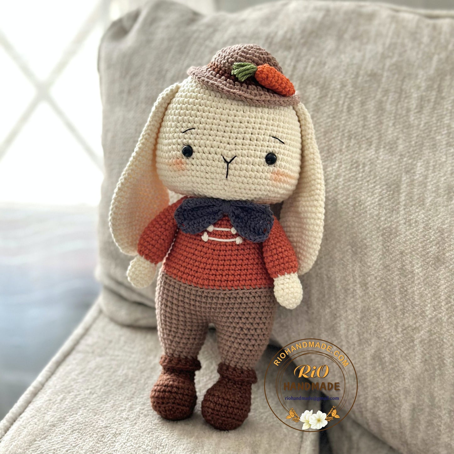 Ready To Ship, Handmade bunny crochet, amigurumi bunny plushie, cute stuffed, soft toy for baby, toddler, kid, adult hobby, high quality