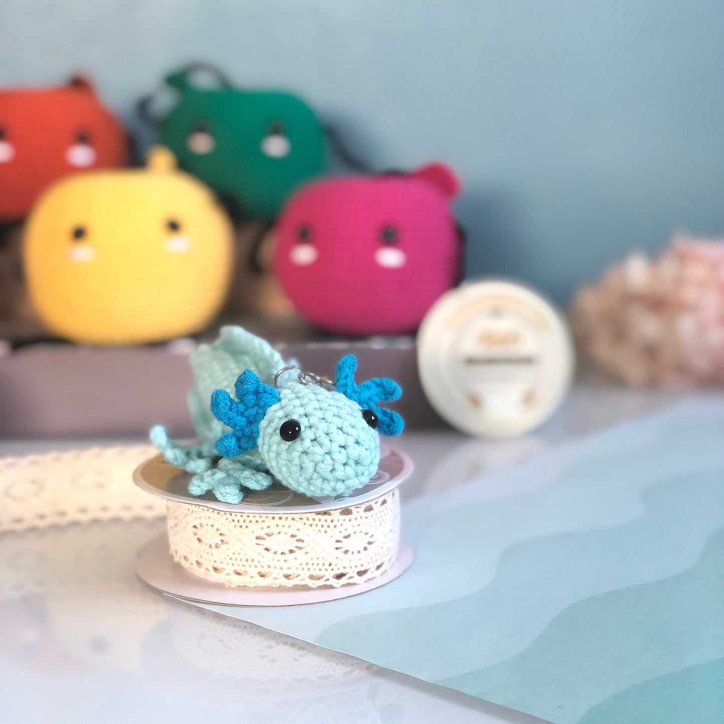 Handmade Axolotl, crochet Axolotl, amigurumi, plushie toy, gift, ornament