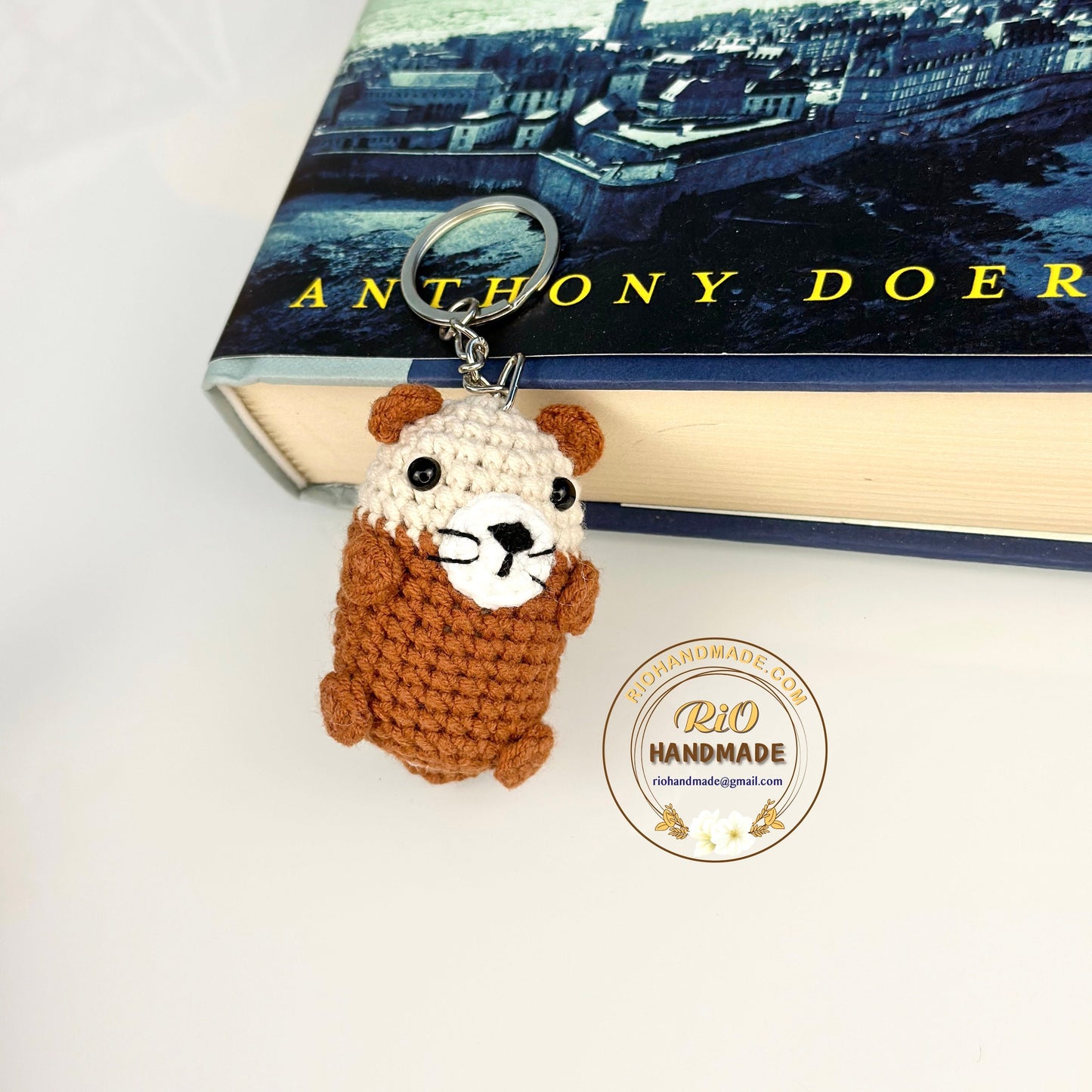 Handmade otter keychain, gift idea, amigurumi, otter car rearview mirrior charm, car hanging accessory, otter hanging