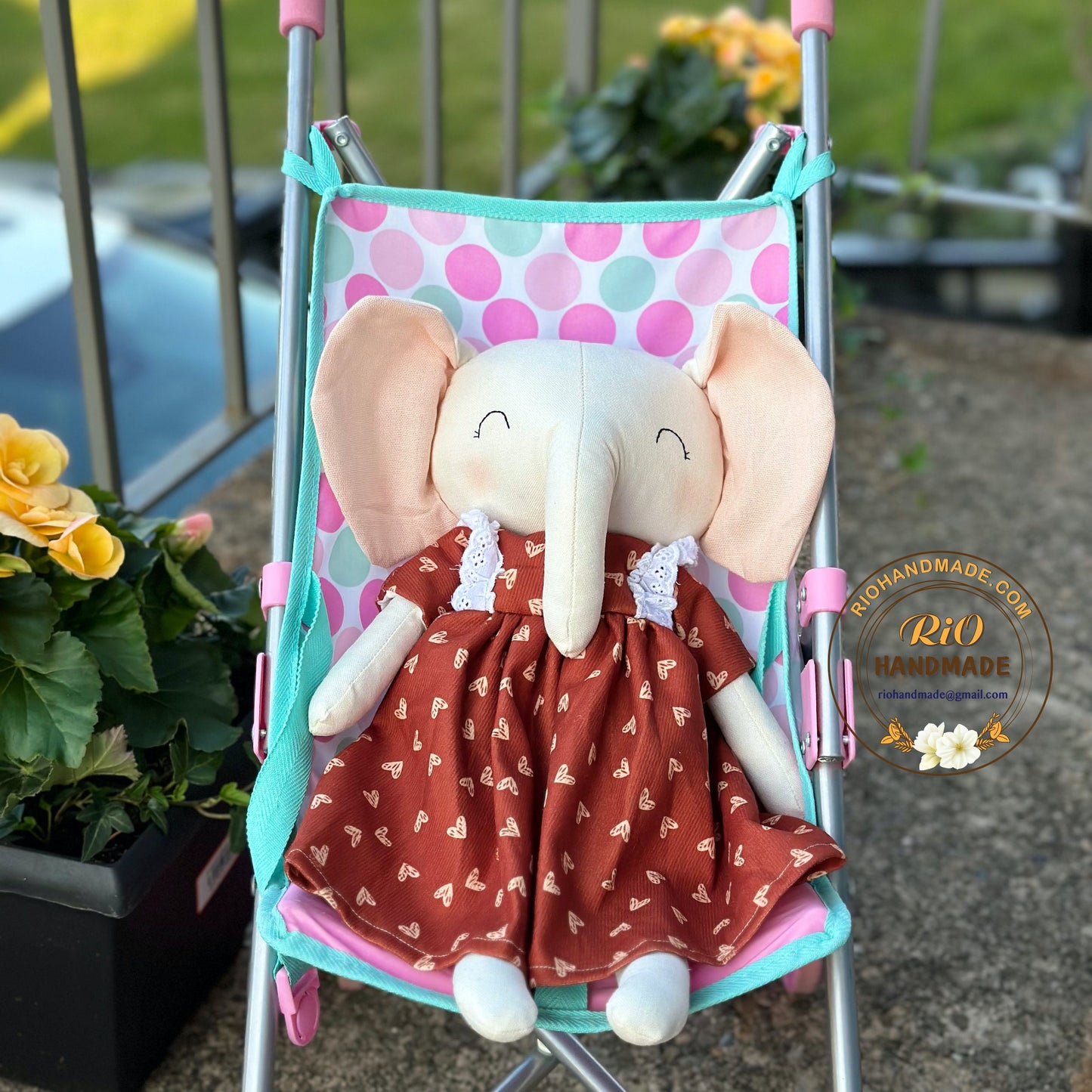 Ready To Ship, Rio Handmade Linen Elephant Doll, Nursery Decor Stuffed, Linen Baby Toy, Stuffed Elephant Toy For Toddler, Kid, Adult Hobby