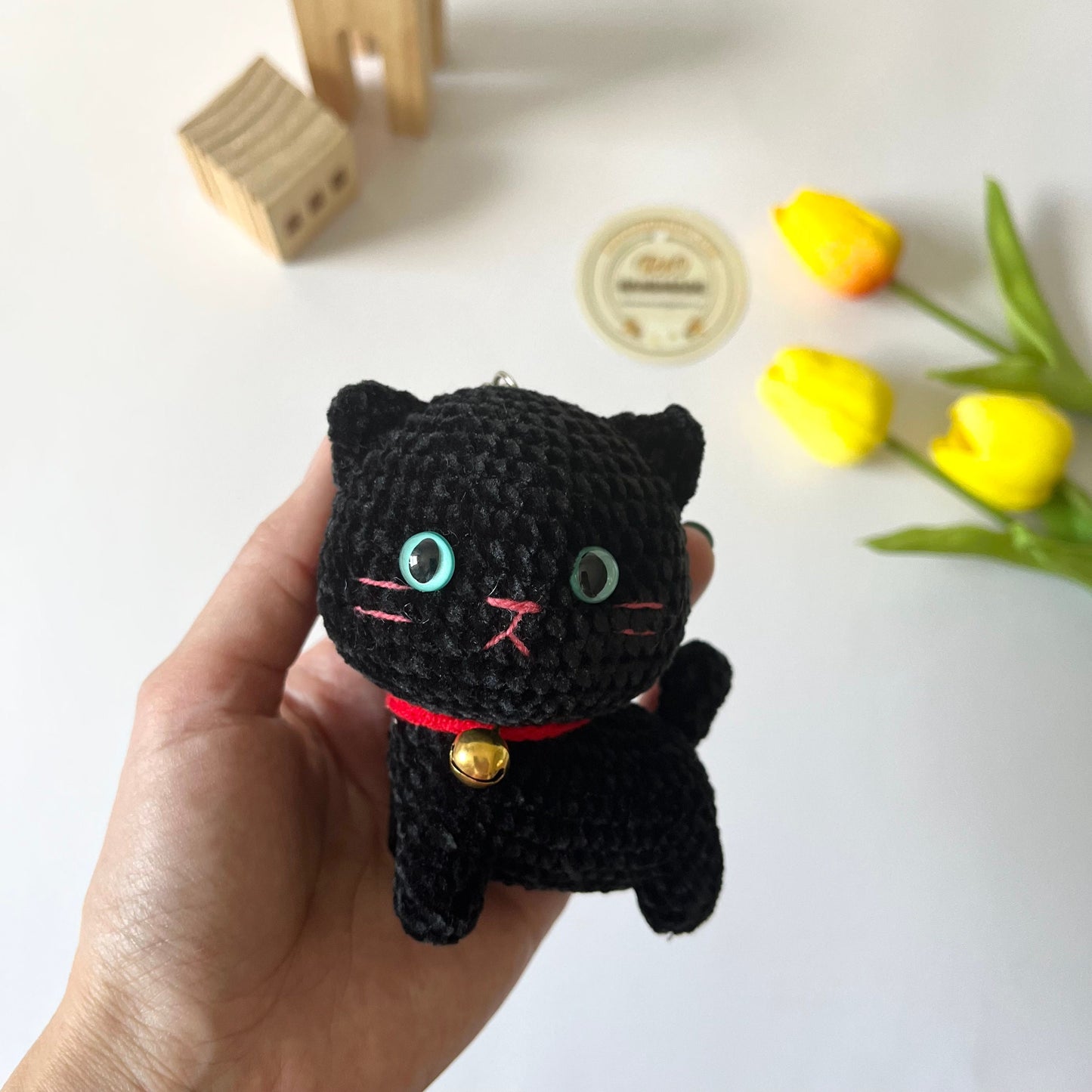 Ready To Ship, Handmade yarn cat crochet, amigurumi cute little cat, home decor, adult hobby, perfect idea for gifts, present