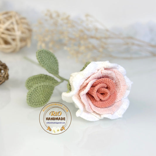 1pc Crochet Rose, Ready To Ship, Rio Handmade Crochet Rose Flower, Gift For Her, Gift For Mom, Valentine Gift