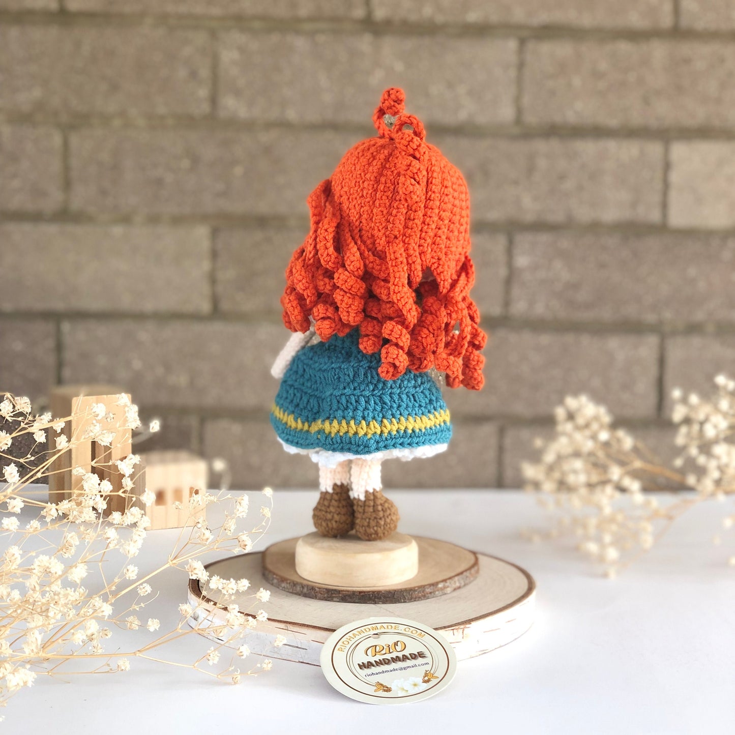 Handmade Princess Inspired Doll Crochet, Red Hair Princess Doll, Amigurumi princess doll, Soft Toy For Baby, Toddler, Kid, Adult Hobby