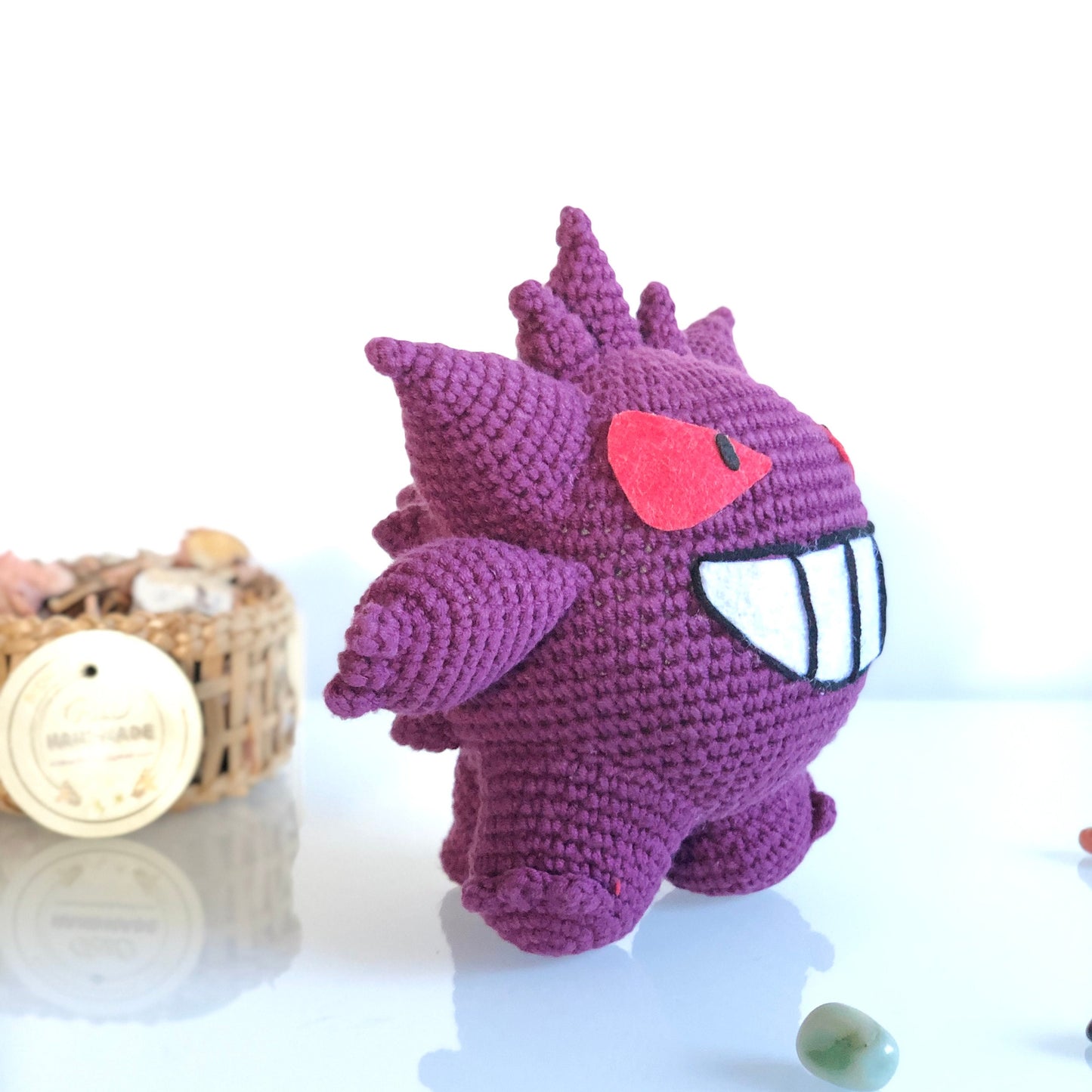 Handmade Yarn Cotton Gengar Inspired, Crochet Gengar, Inspired by Pokemon, Amigurumi Toy, cute, toddler, kid, adult hobby