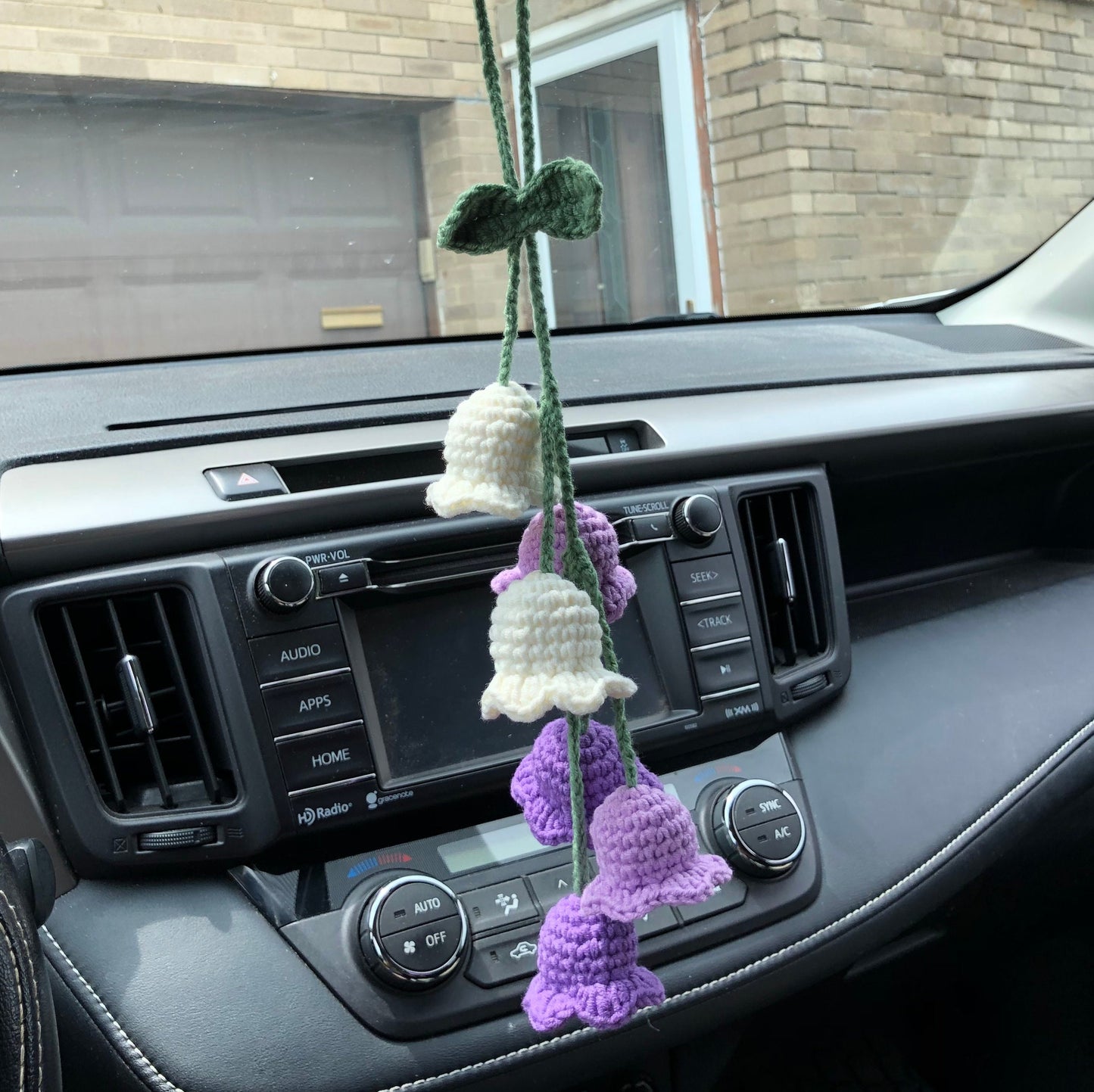 Handmade car rearview mirror charm, crochet Bellflowers, amigurumi Lily of the valley, gift, car hanging accessory, Bellflowers hanging