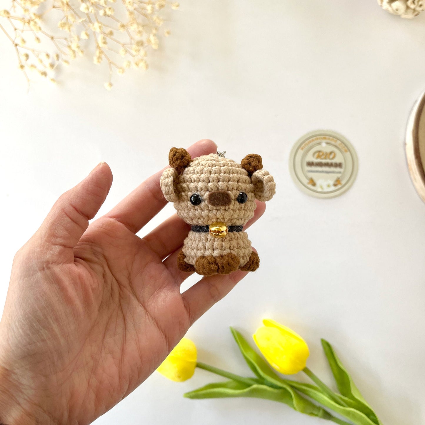 Rio Handmade, cow keychain, plushie toy, cute gift