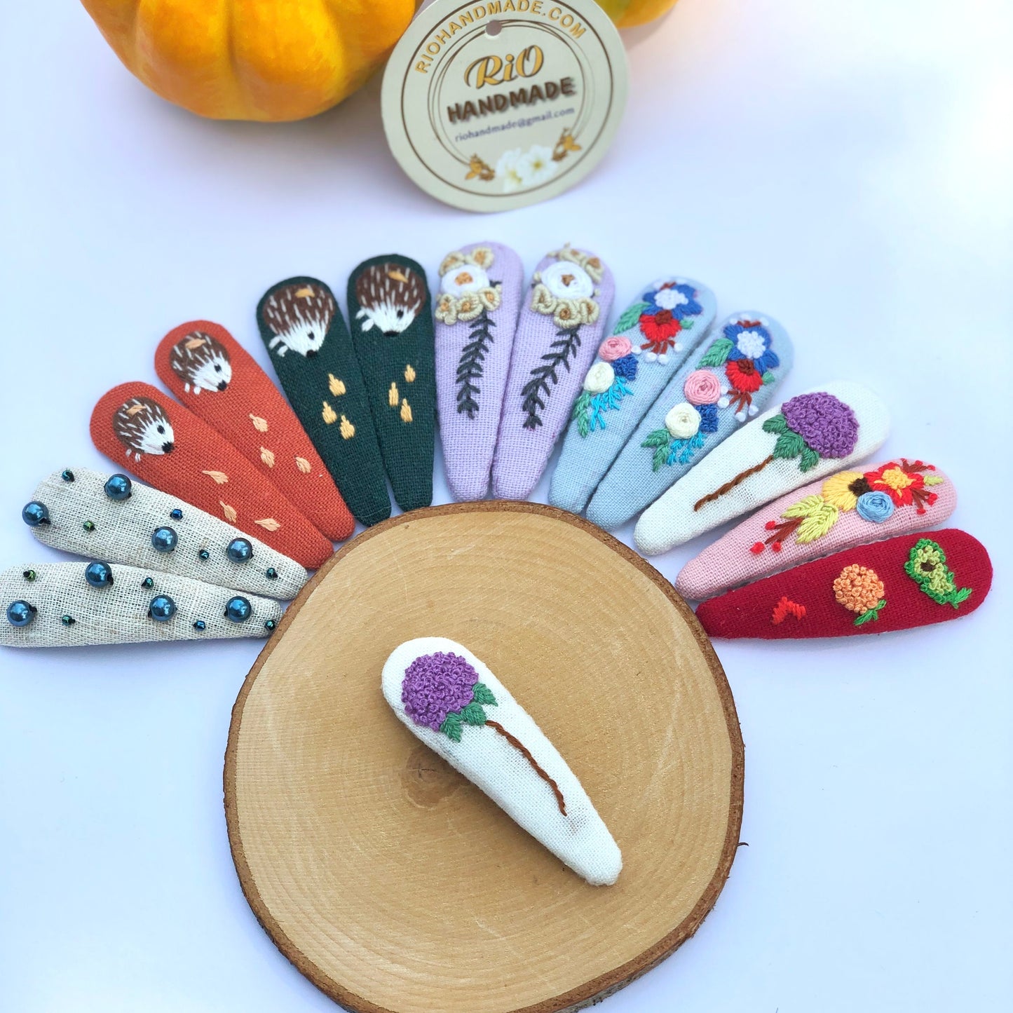 1 Pack Handmade Linen Embroidery Hair Clip, Christmas Collection