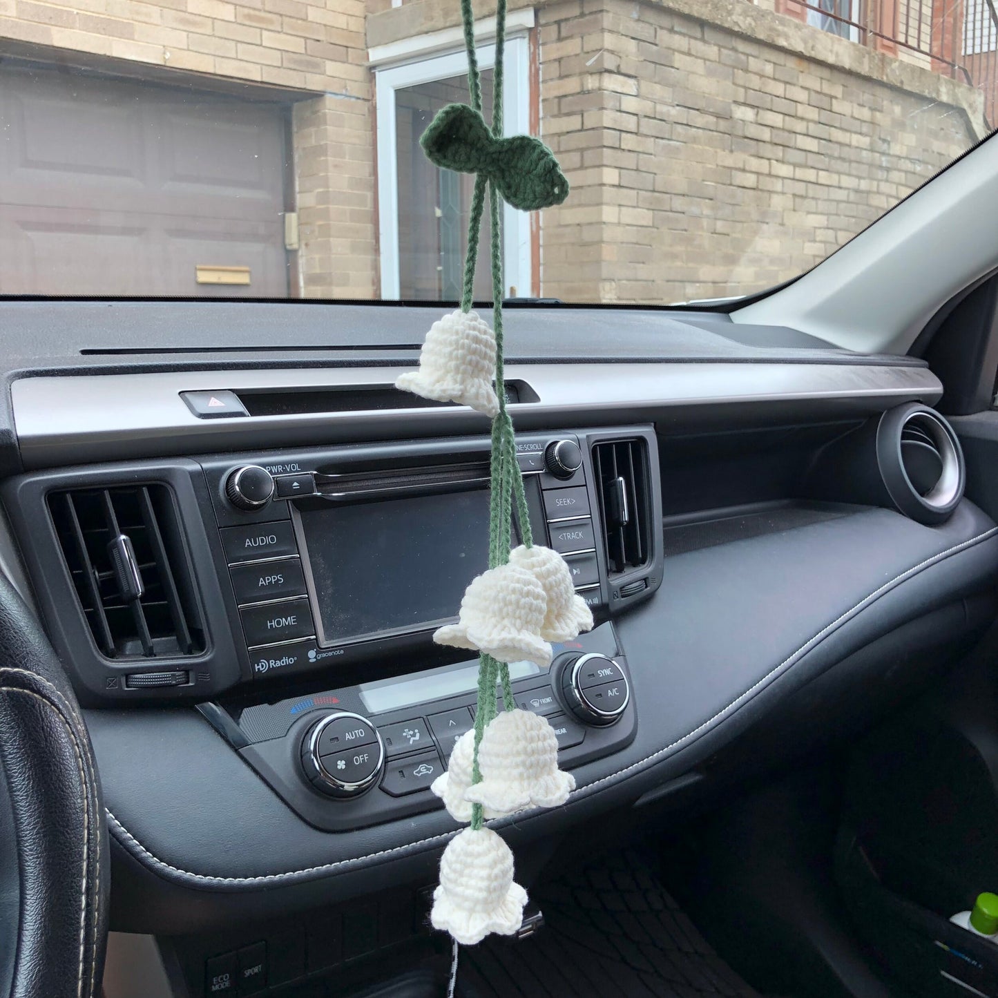 Handmade car rearview mirror charm, crochet Bellflowers, amigurumi Lily of the valley, gift, car hanging accessory, Bellflowers hanging
