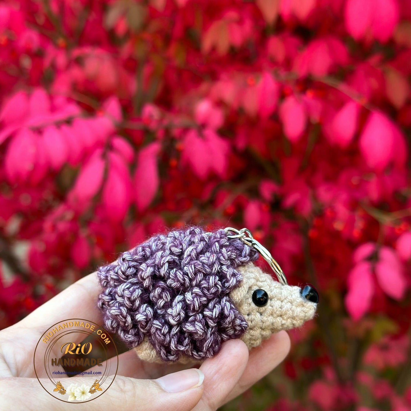 Ready To Ship, Rio Handmade Hedgehog Crochet Keychain, Amigurumi Hedgehog, Cute Gift, Crochet Car Hanging, Crochet Car Accessories