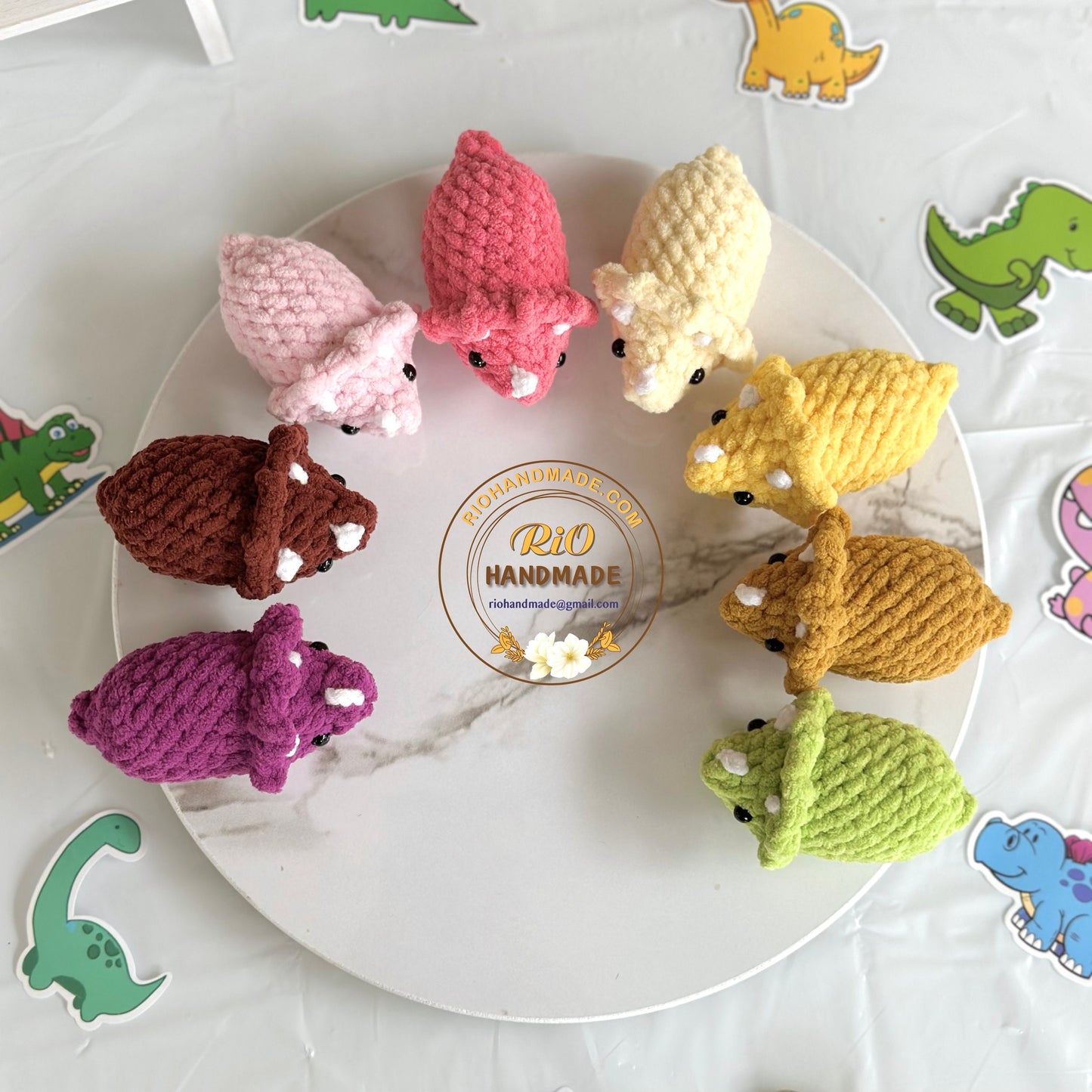 Handmade triceratops, crochet Dinosaur, amigurumi triceratops, plushie toy, gift, ornament, keychain, home decor