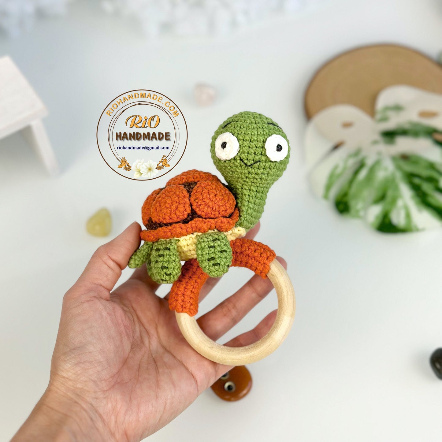 Personalized Baby Gift, Crochet Turtle Rattle, Baby Crochet Rattle Gift, Baby Shower Gift, Toy Rattle With Name