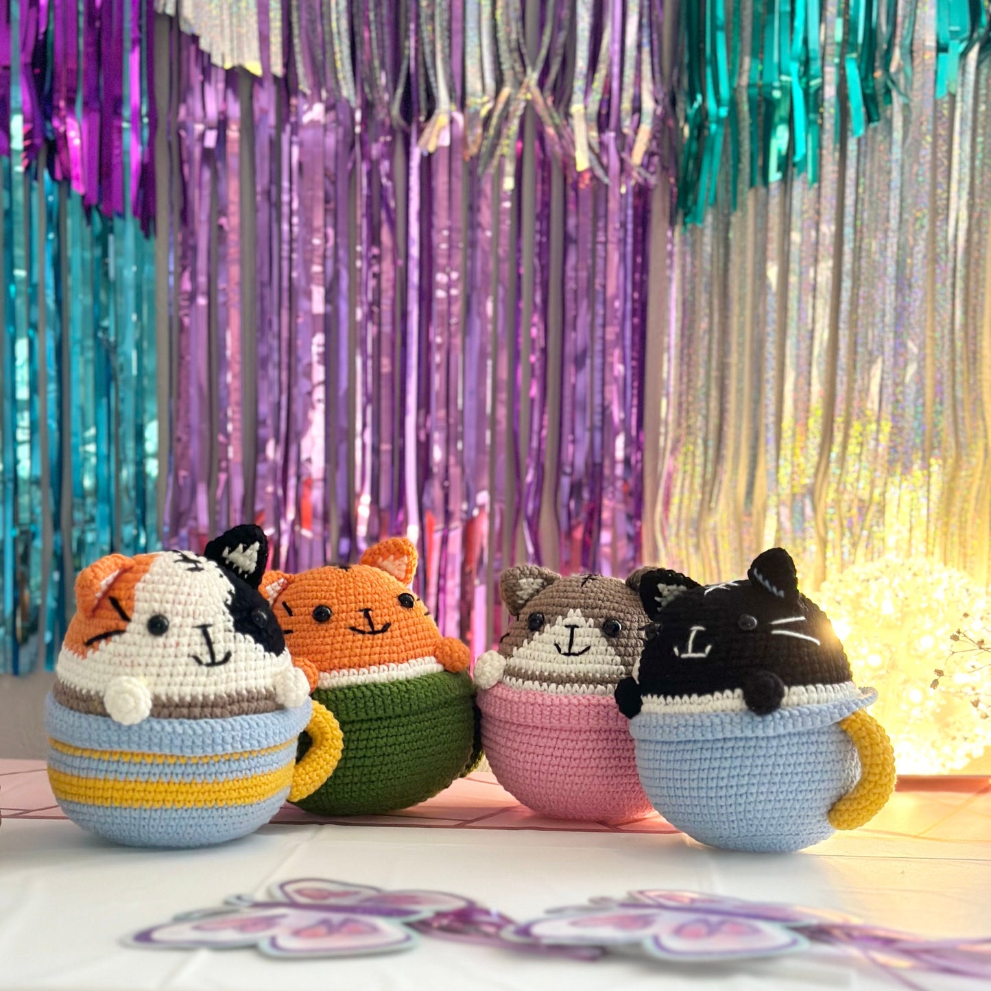 Handmade Kitten in the cup, crochet Kitten in the cup, amigurumi Kitten in the cup, soft toy for baby, toddler, kid, adult hobby