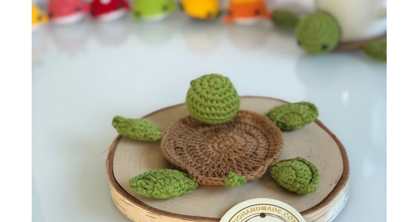 Ready To Ship, Rio Handmade Crochet Coaster, Crochet Turtle Coaster, Mug Rug, Housewarming Gift, Home Decor, Gift For Teacher