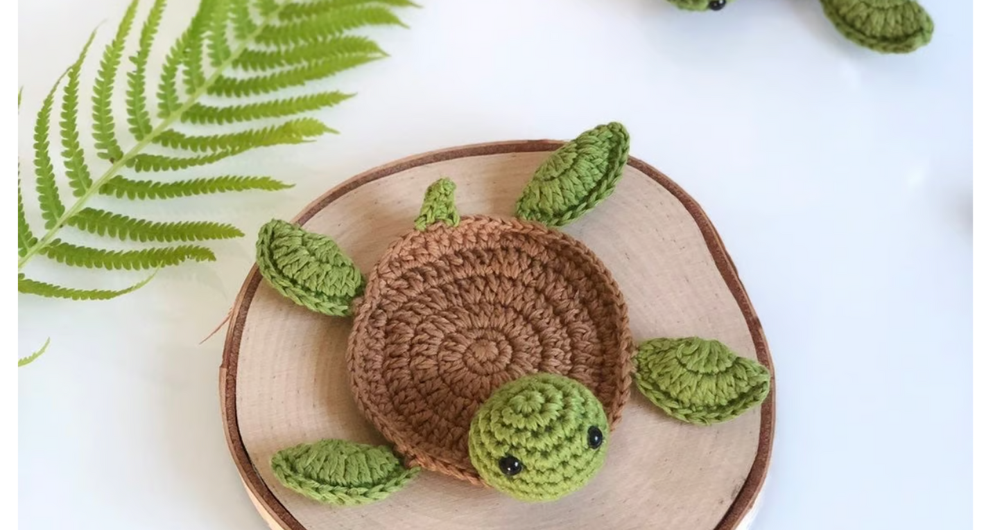 Ready To Ship, Rio Handmade Crochet Coaster, Crochet Turtle Coaster, Mug Rug, Housewarming Gift, Home Decor, Gift For Teacher