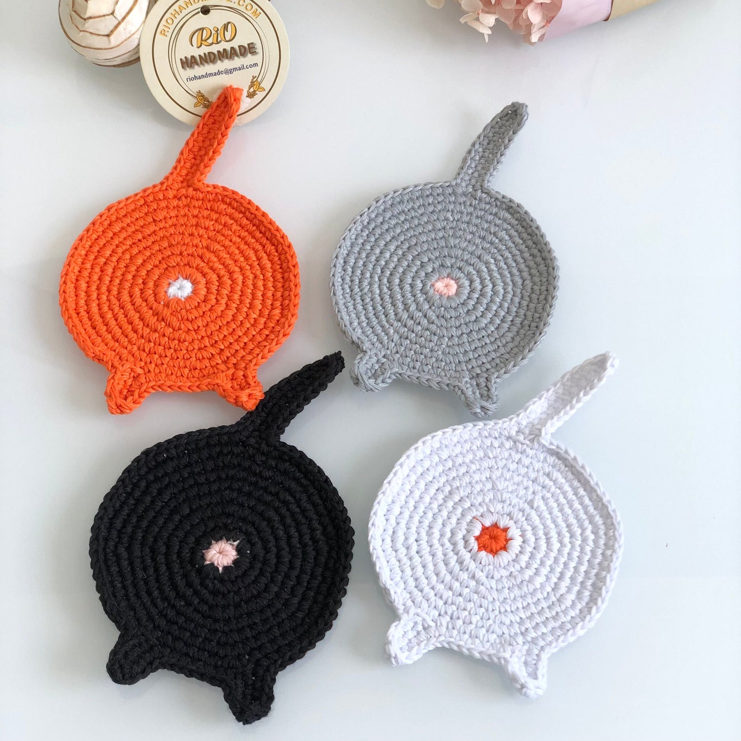 Handmade Cat Butt Coaster Crochet, Amigurumi Coaster, Cat Coaster, Mug Rug, Kitten Bottom,  Housewarming Gift, Home Decor