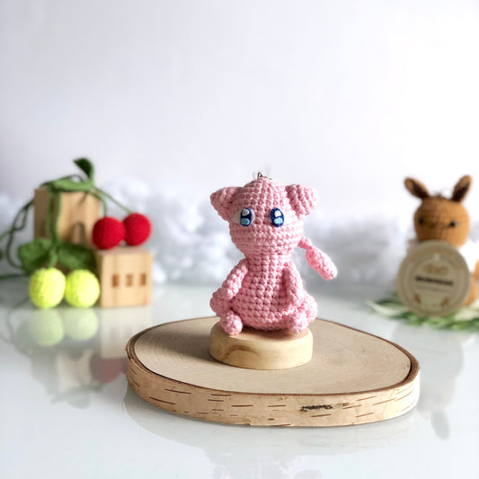Handmade Mew Crochet Keychain, Crochet inspired Pokemon, Car Charm, Mew Car Accessory, Gift for Kids, Gift for Adult