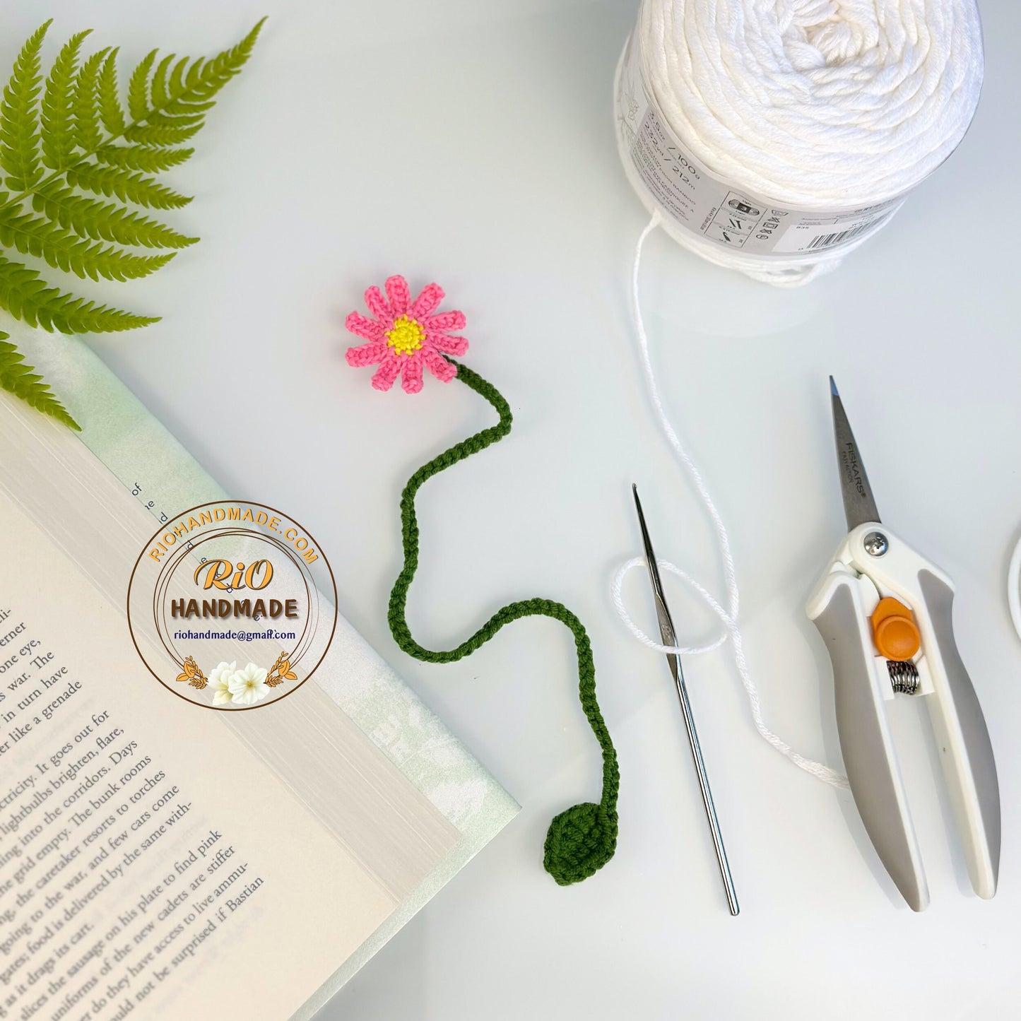 Ready To Ship, Rio Handmade Crochet Flower Bookmark, Gift For Teacher,Gift For Mom, Daisy Bookmark