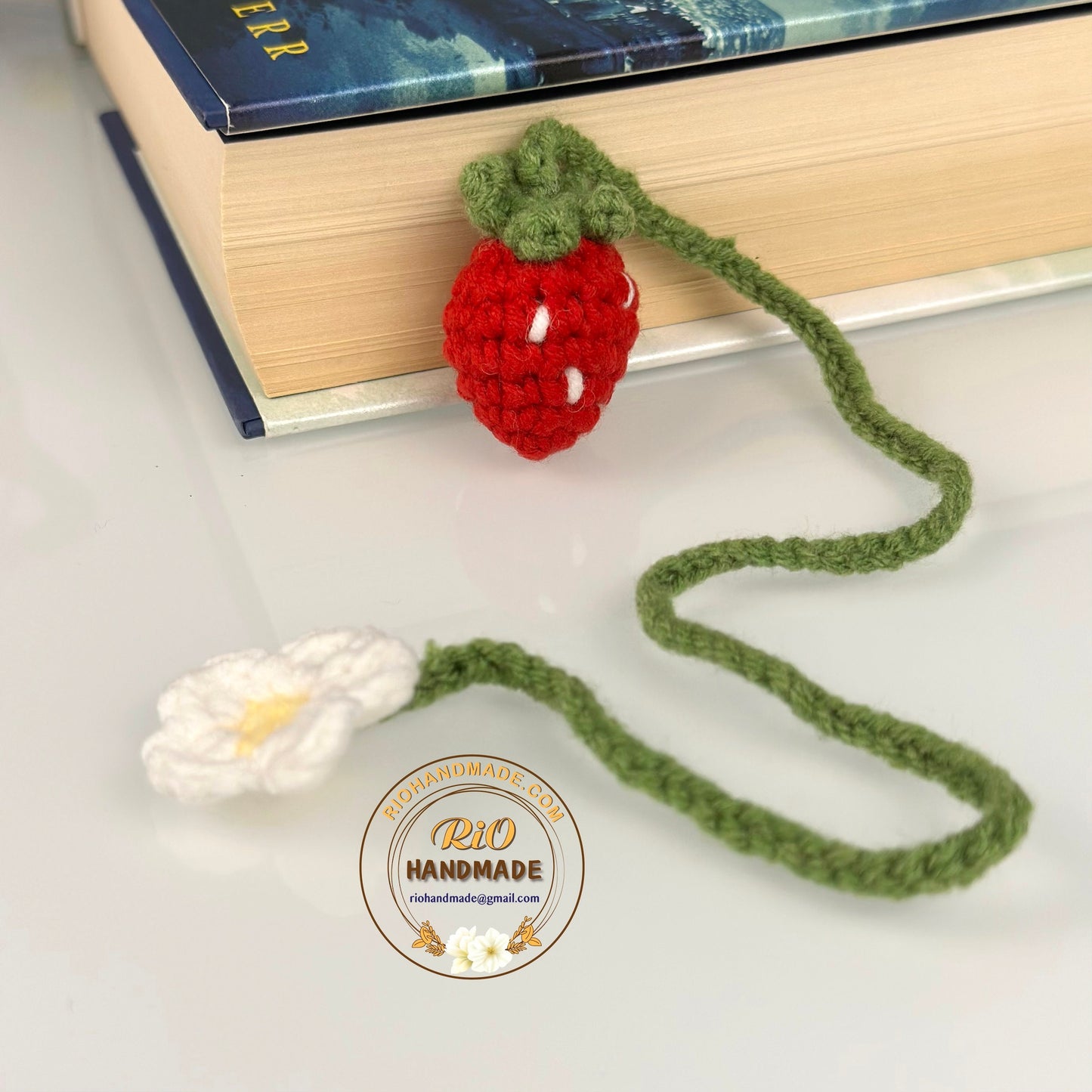 Ready To Ship, Rio Handmade Crochet Strawberry Bookmark, Gift For Teacher, Strawberry Bookmark
