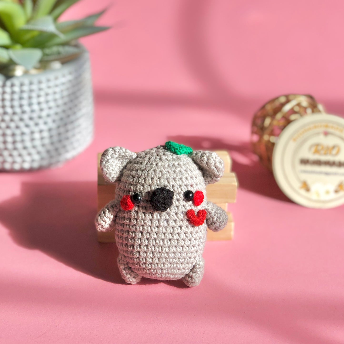 Handmade elephant keychain, car rearview mirror charm crochet amigurumi koala, elephant plushie toy, gift, car hanging accessory