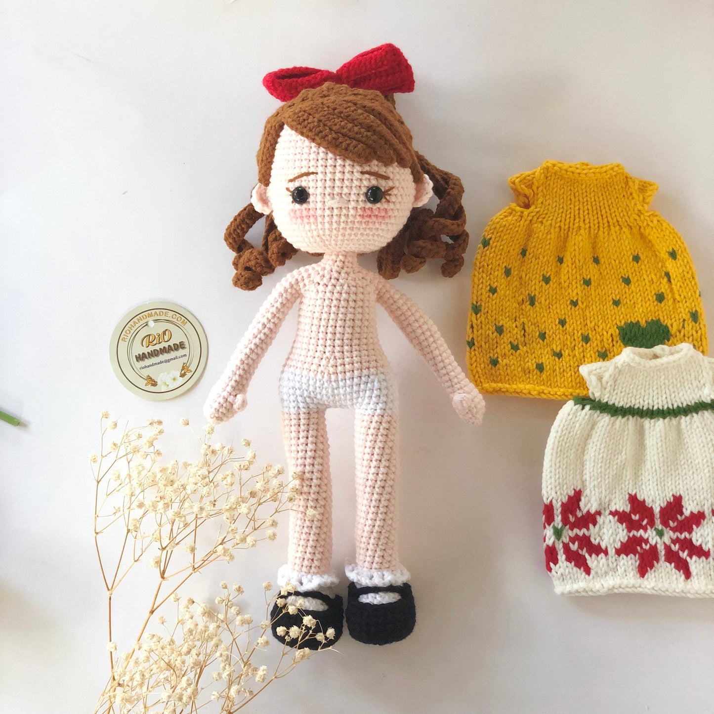 Handmade yarn cotton doll crochet, amigurumi, cute, soft toy for baby, toddler, kid, adult hobby