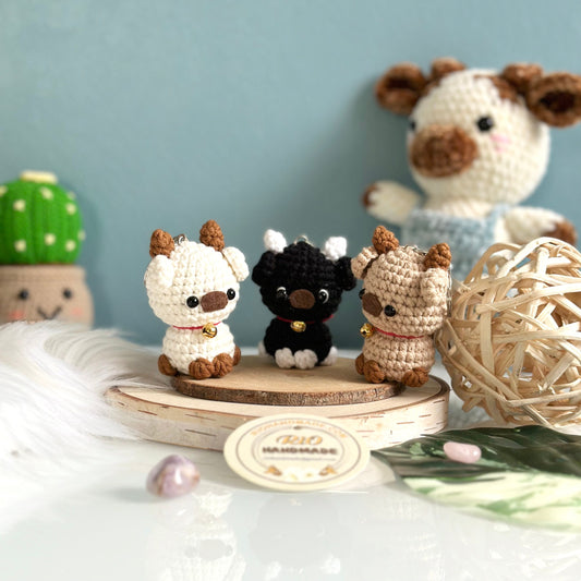 Rio Handmade, cow keychain, plushie toy, cute gift