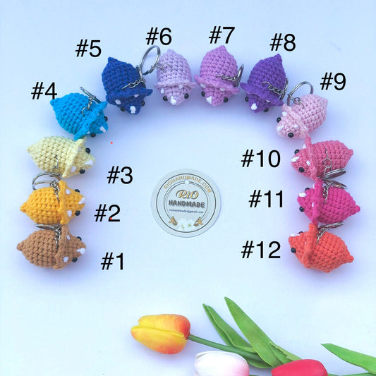Handmade tiny triceratops, crochet Dinosaur, amigurumi triceratops, plushie toy, gift, ornament, keychain.