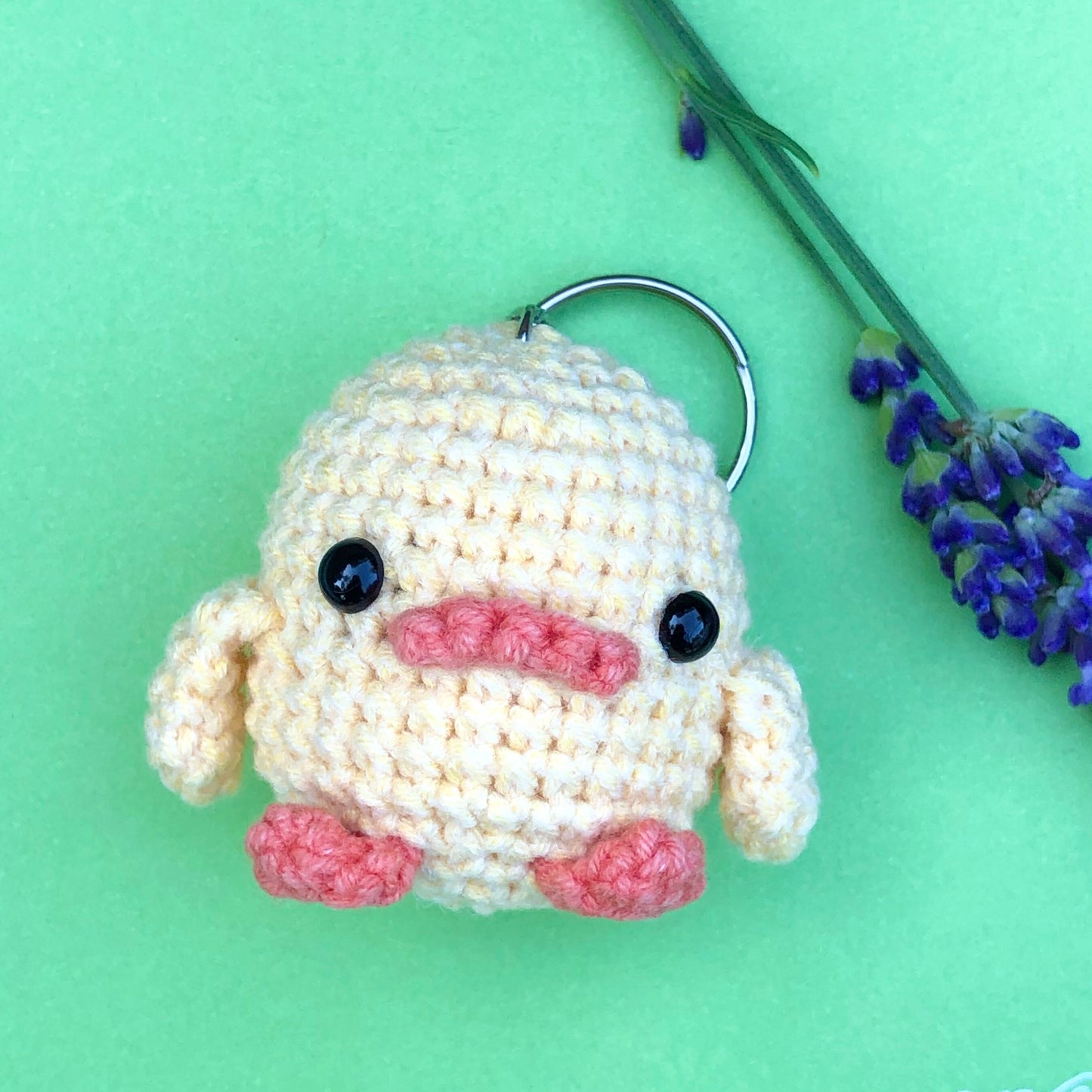 Ready To Ship, Rio Handmade duck with knife meme crochet keychain, car rear view mirror hanging, ducky meme, duck with frog hat, cute gift,