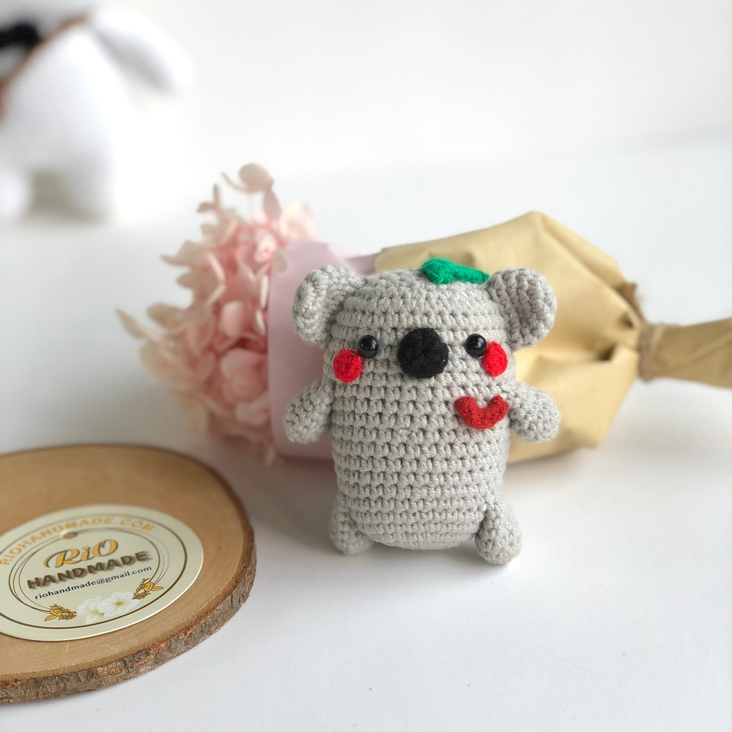 Handmade elephant keychain, car rearview mirror charm crochet amigurumi koala, elephant plushie toy, gift, car hanging accessory