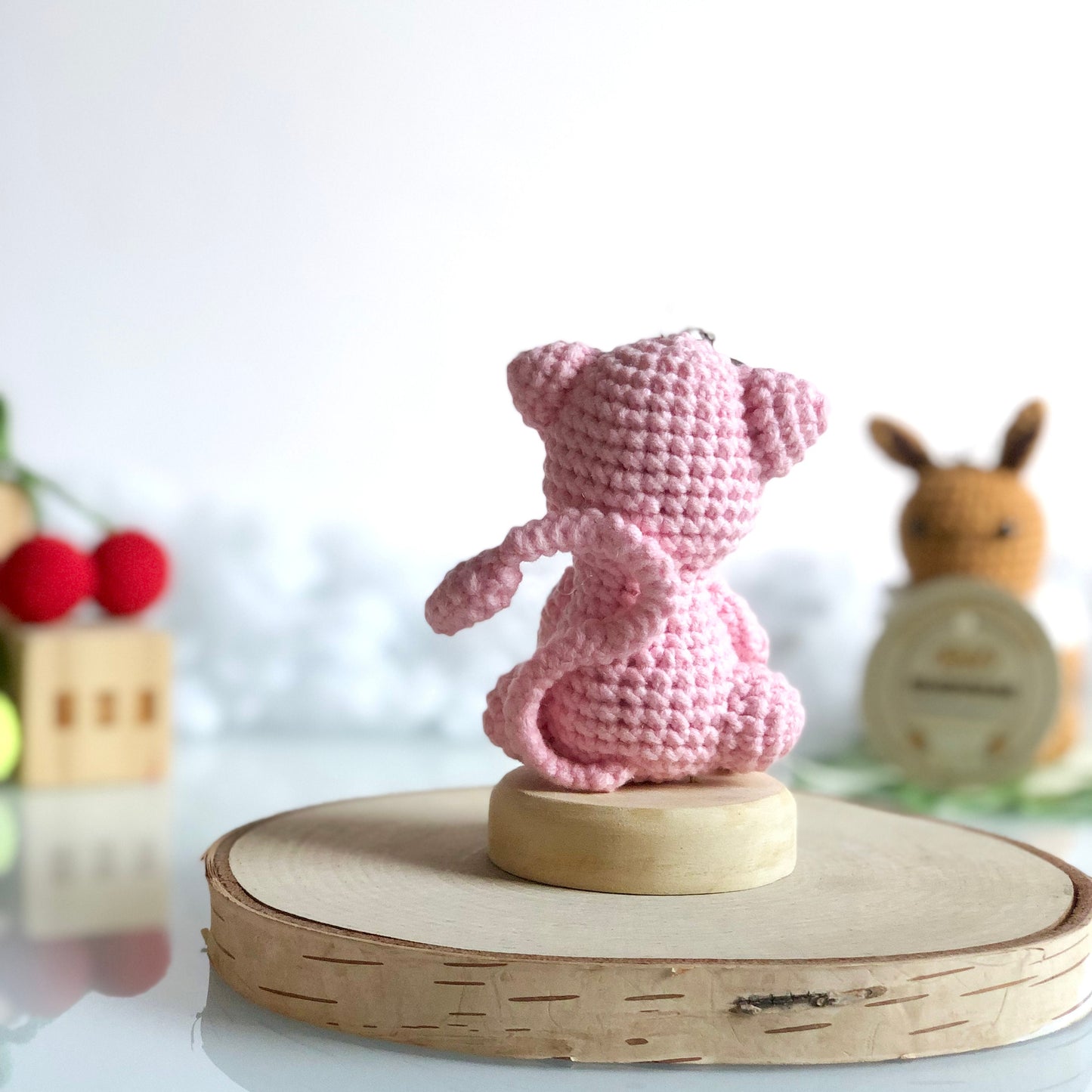 Handmade Mew Crochet Keychain, Crochet inspired Pokemon, Car Charm, Mew Car Accessory, Gift for Kids, Gift for Adult