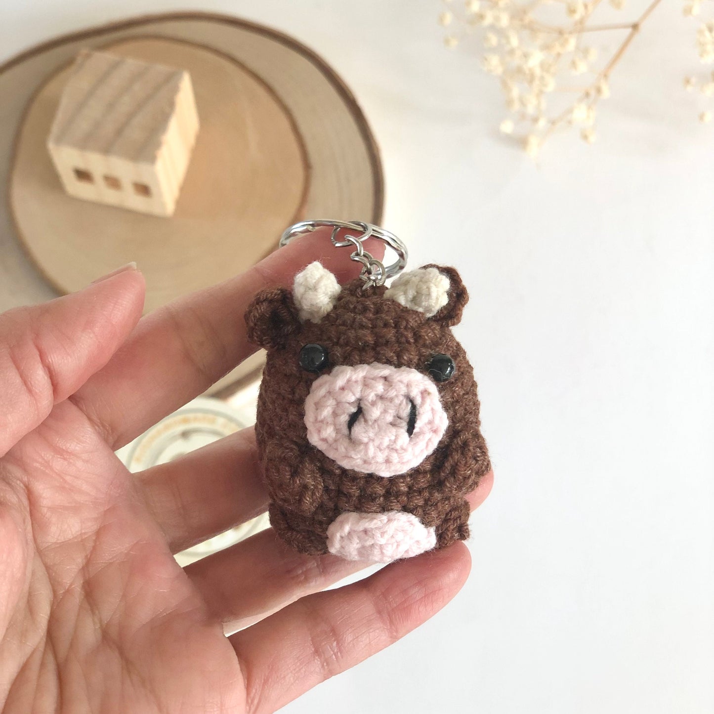 Handmade keychain cow, car rear view mirror hanging, cow keychain, plushie toy, cute gift