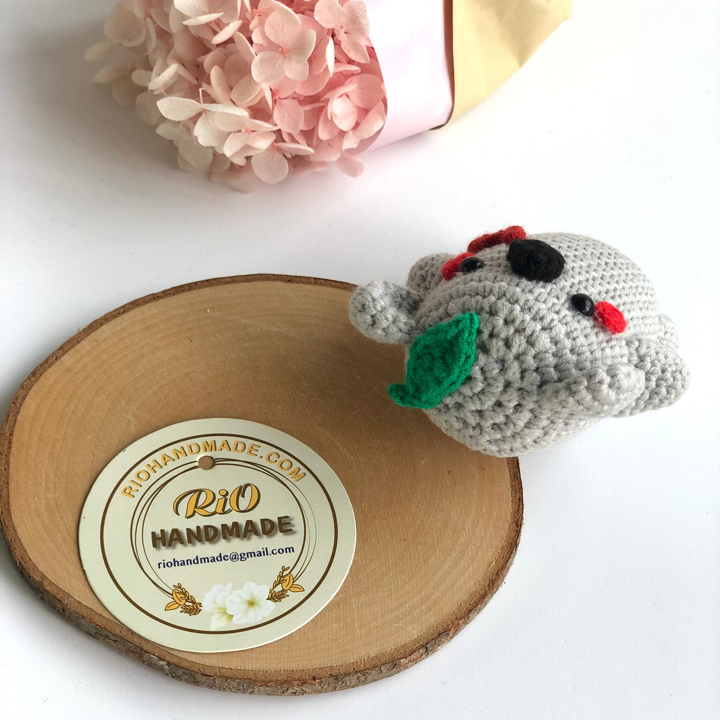 Handmade elephant keychain, car rearview mirror charm crochet amigurumi koala, elephant plushie toy, gift, car hanging accessory
