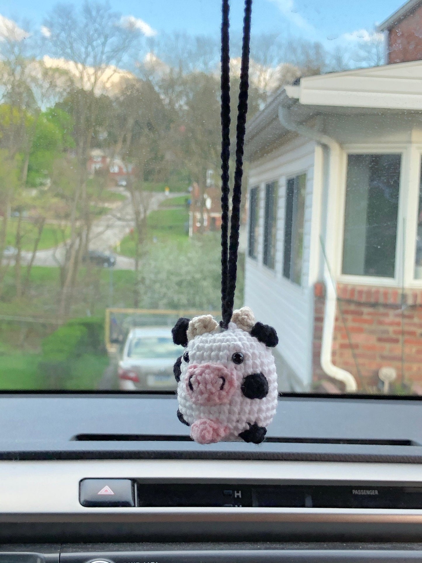 Handmade keychain cow, car rear view mirror hanging, cow keychain, plushie toy, cute gift