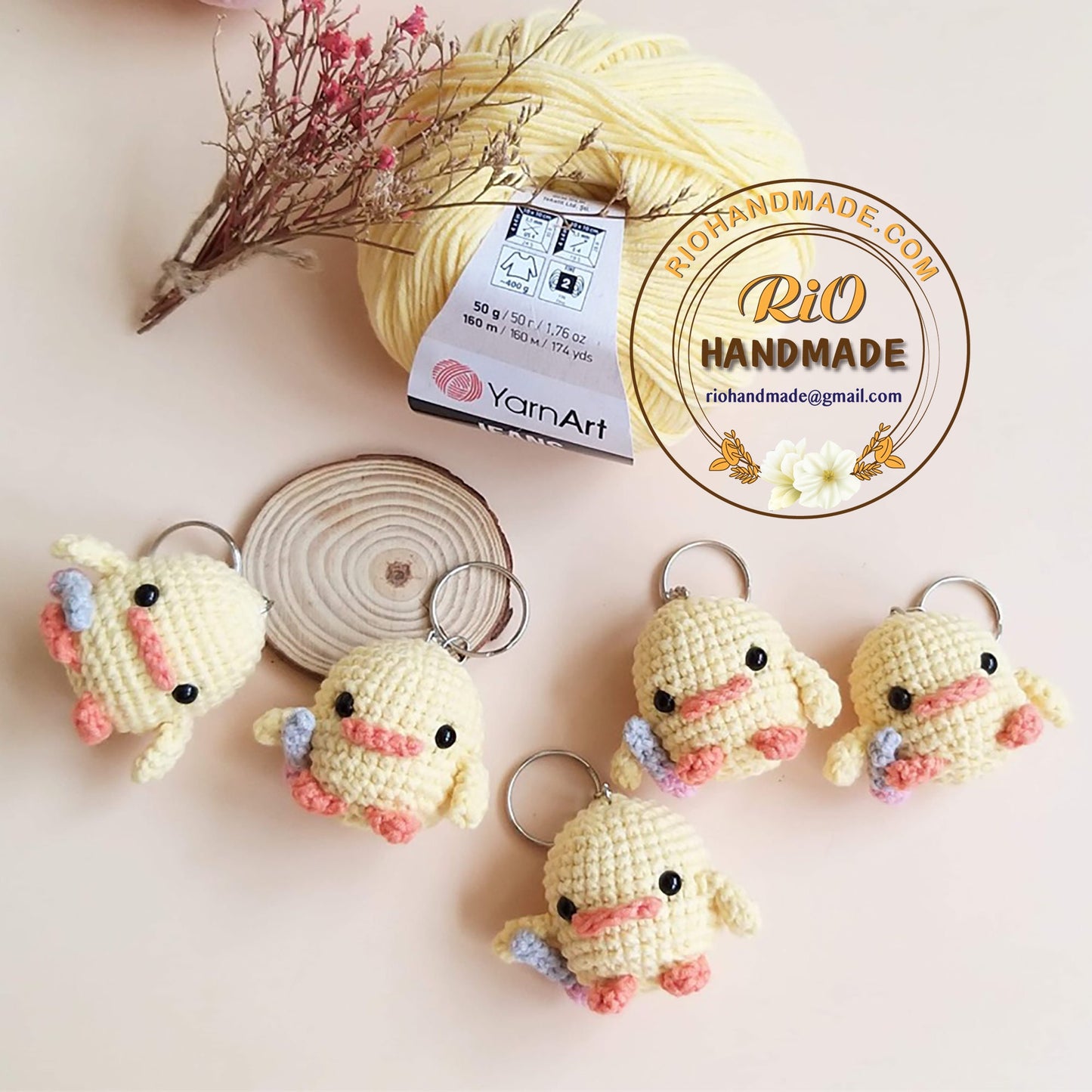 Ready To Ship, Rio Handmade duck with knife meme crochet keychain, car rear view mirror hanging, ducky meme, duck with frog hat, cute gift,