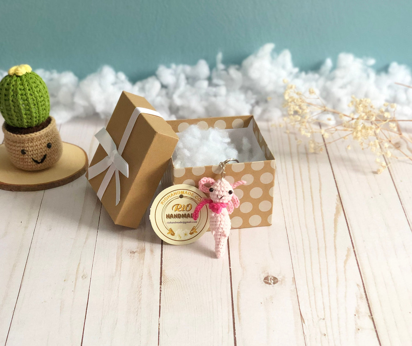 Handmade keychain, tiny Axolotl keychain, plushie toy, cute gift
