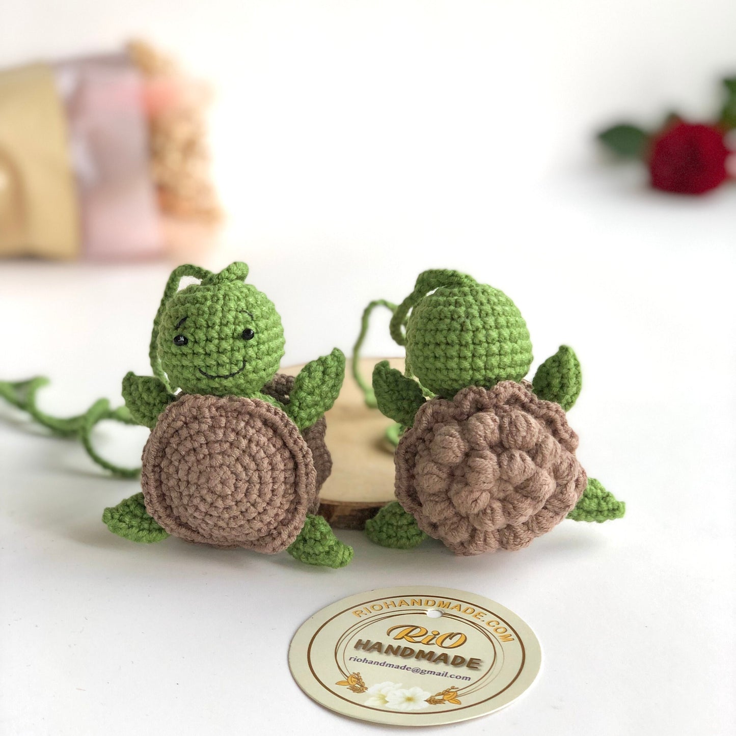 Handmade fun turtle crochet car charm, amigurumi, plushie toy, hanging, keychain