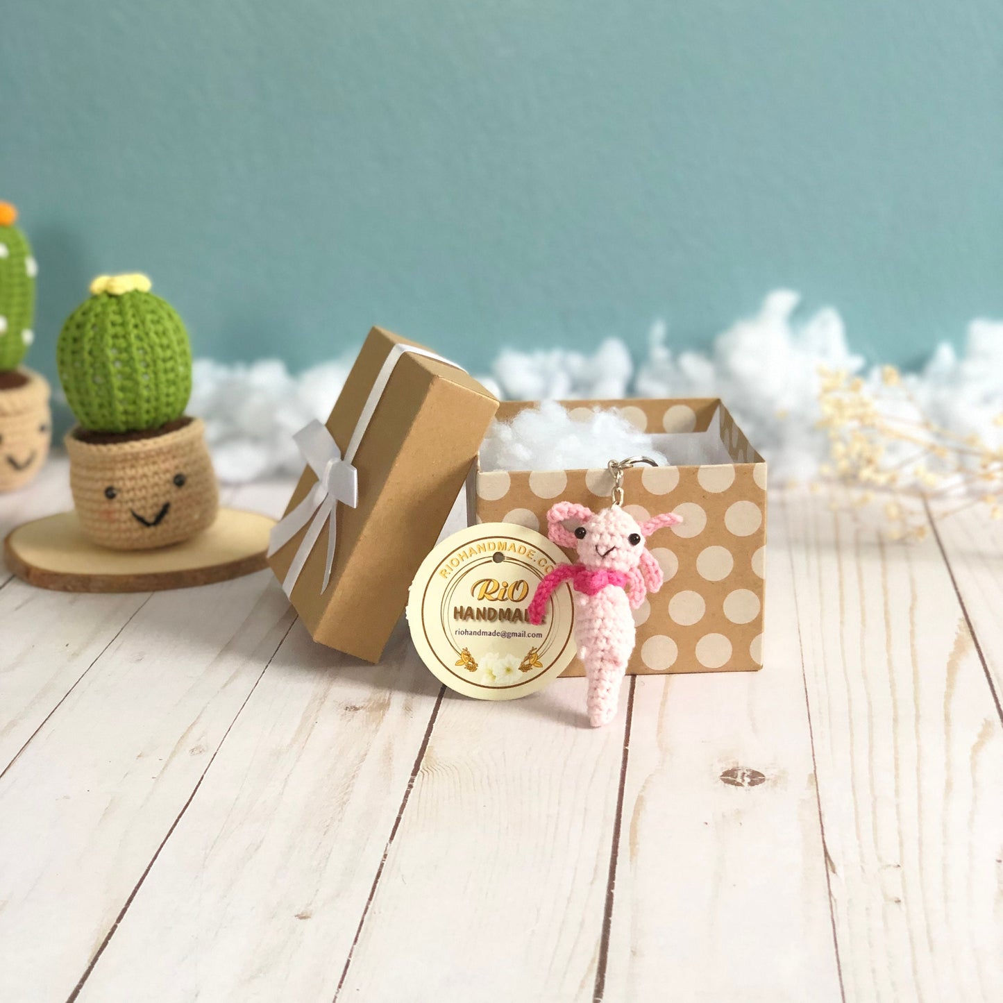 Handmade keychain, tiny Axolotl keychain, plushie toy, cute gift