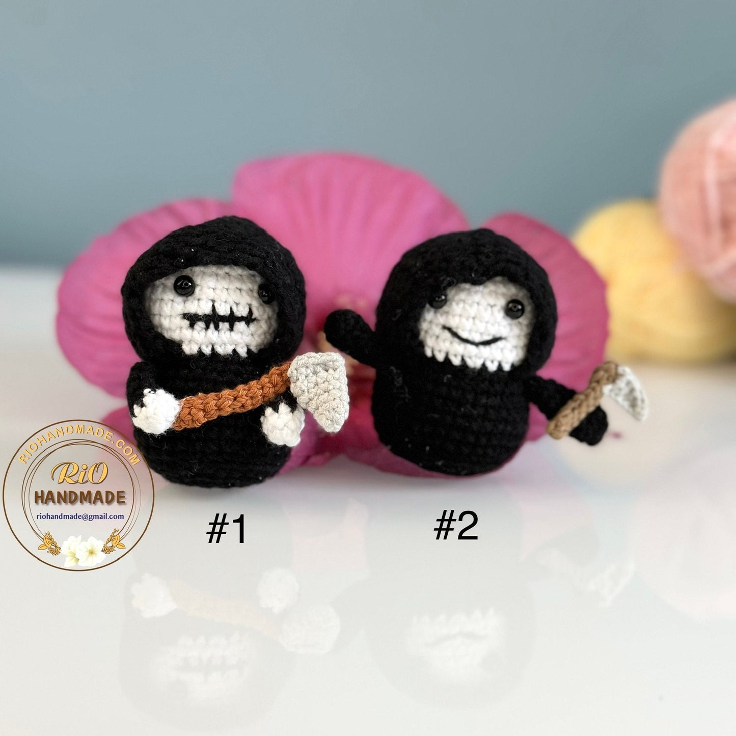 Crochet Grim Reaper inspired, Keychain, Car Rear View Hanging, Gift for Halloween, Halloween gift, Handmade crochet