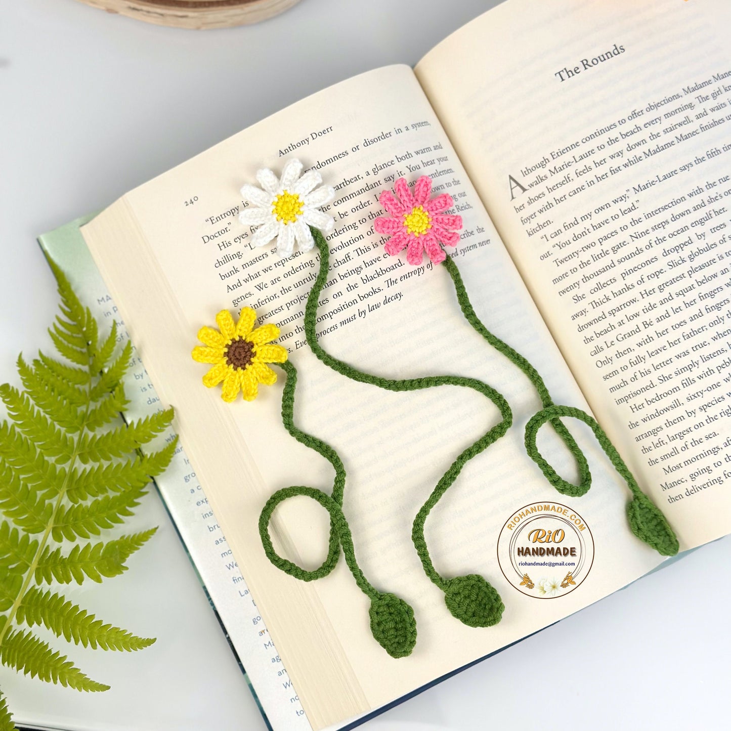 Ready To Ship, Rio Handmade Crochet Flower Bookmark, Gift For Teacher,Gift For Mom, Daisy Bookmark