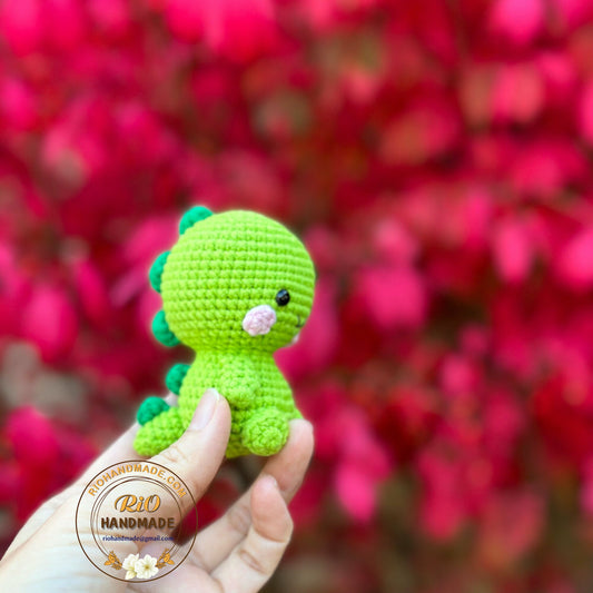 Handmade Dinosaur Crochet, Dinosaur Keychain, Pom Bag Charm, Amigurumi Dinosaur, Cute Gift.